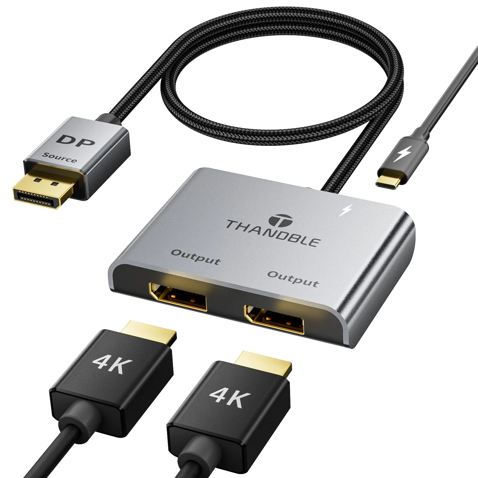DisplayPort to Dual DisplayPort Splitter (4K@60Hz) Display Port 1 in 2 Out Adapter for Dual Monitor Extend Display, MST DP to 2 DP Adapter for PC, Graphics Card