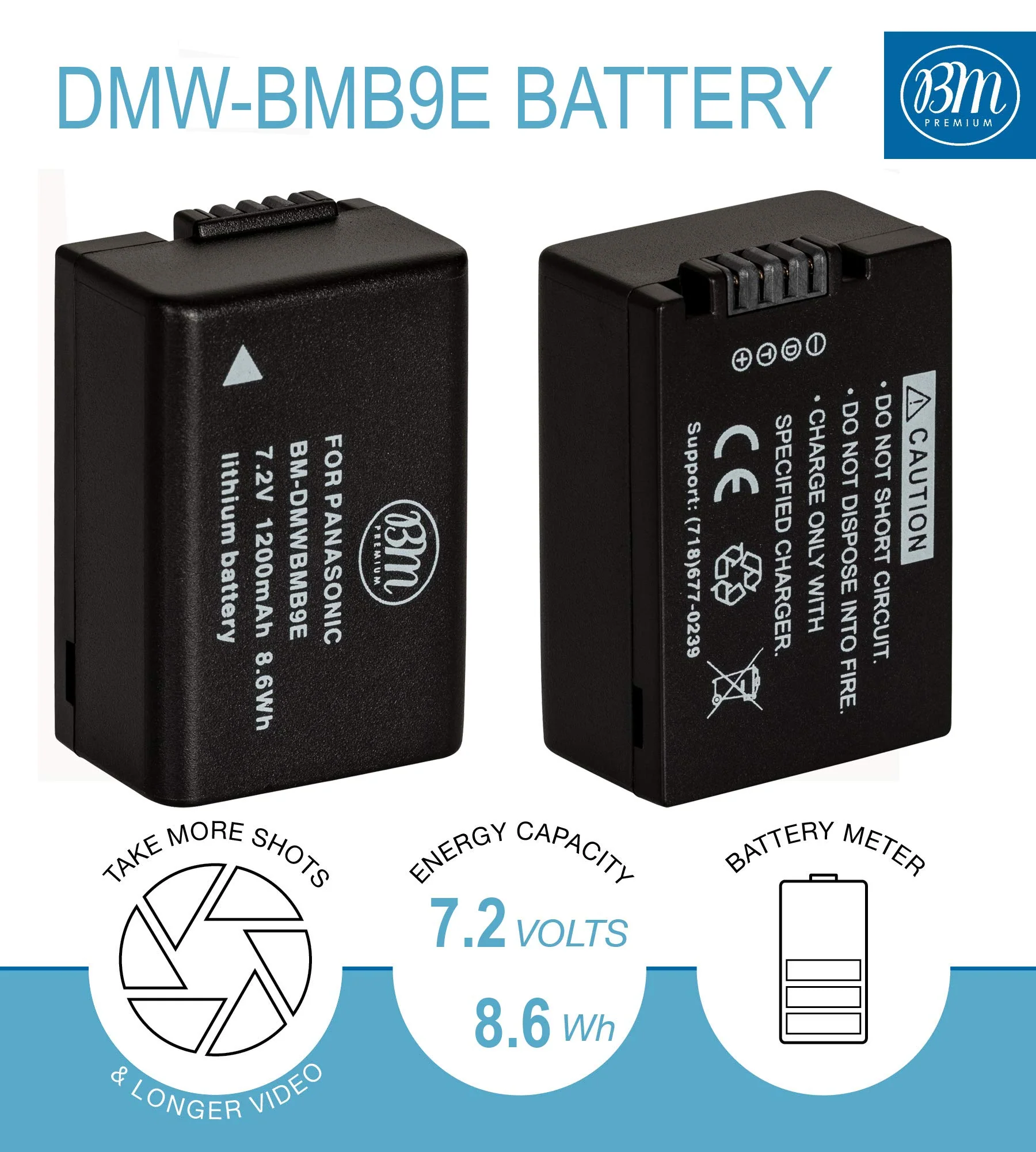 DMW-BMB9 Battery and Battery Charger for Panasonic Lumix DC-FZ80, DMC-FZ40K, DMC-FZ45K, DMC-FZ47K, DMC-FZ48K, DMC-FZ60, DMC-FZ70, DMC-FZ100, DMC-FZ150 Digital Camera - Image 2