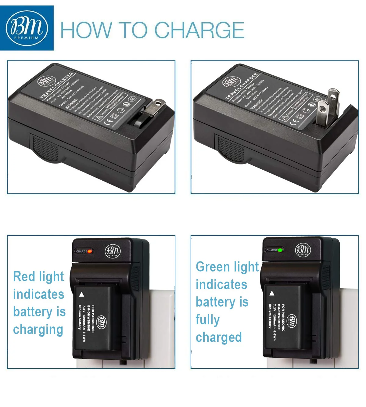DMW-BMB9 Battery and Battery Charger for Panasonic Lumix DC-FZ80, DMC-FZ40K, DMC-FZ45K, DMC-FZ47K, DMC-FZ48K, DMC-FZ60, DMC-FZ70, DMC-FZ100, DMC-FZ150 Digital Camera - Image 4
