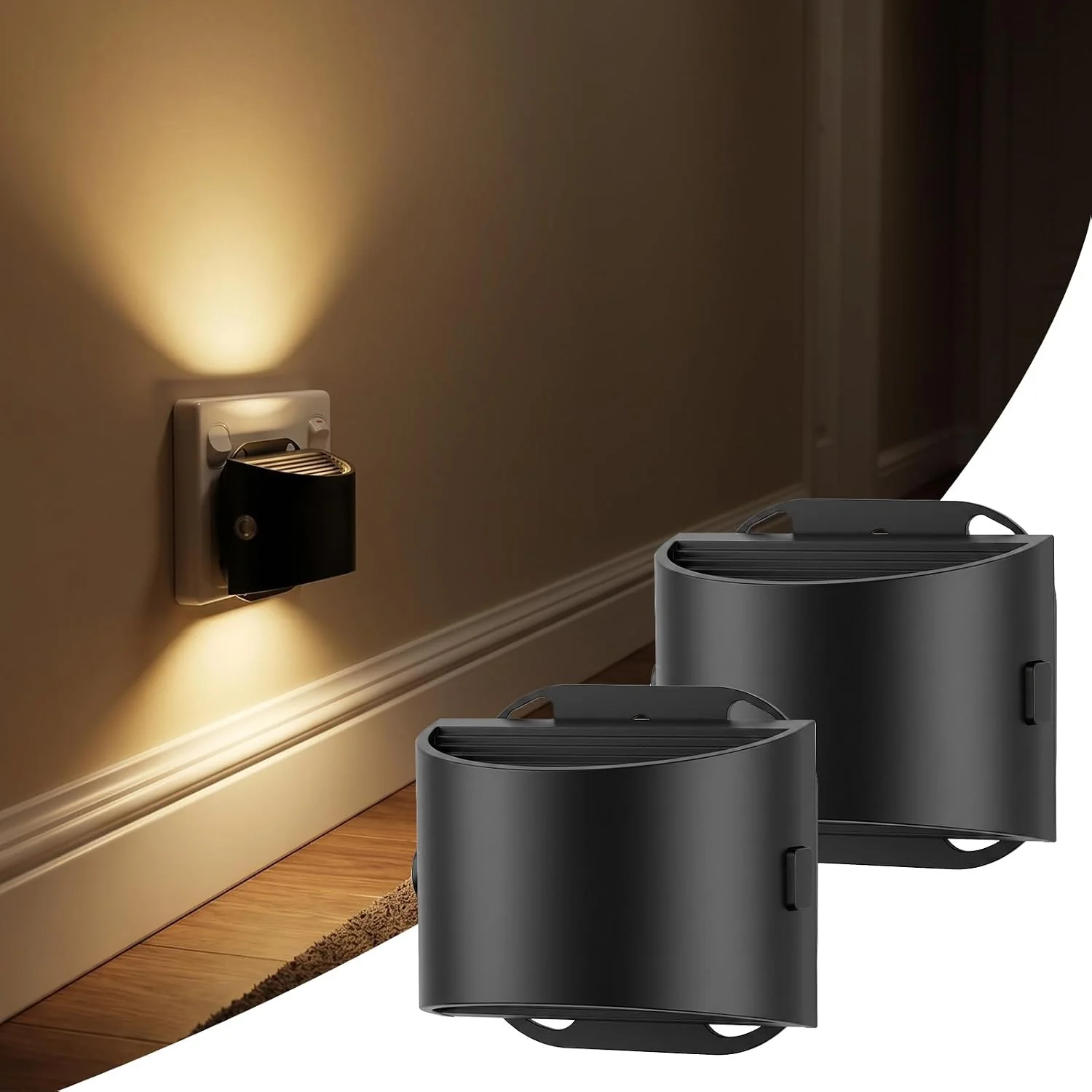 DORESshop LED Night Light[4 Pack], Night Lights Plug into Wall, 3 Mode Plug in Night Light with Motion Sensor, Dusk to Dawn Sensor, Nightlights for Adults, Bedroom, Bathroom, Hallway, Amber Black 4 - Image 2