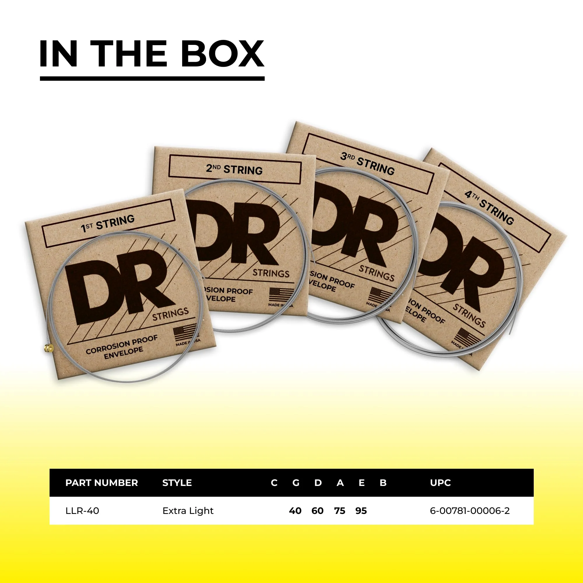 DR Strings Hi-Beam - Stainless Steel Round Core 40-95 LLR-40 HI-BEAM™: Extra Light 40-95 - Image 4
