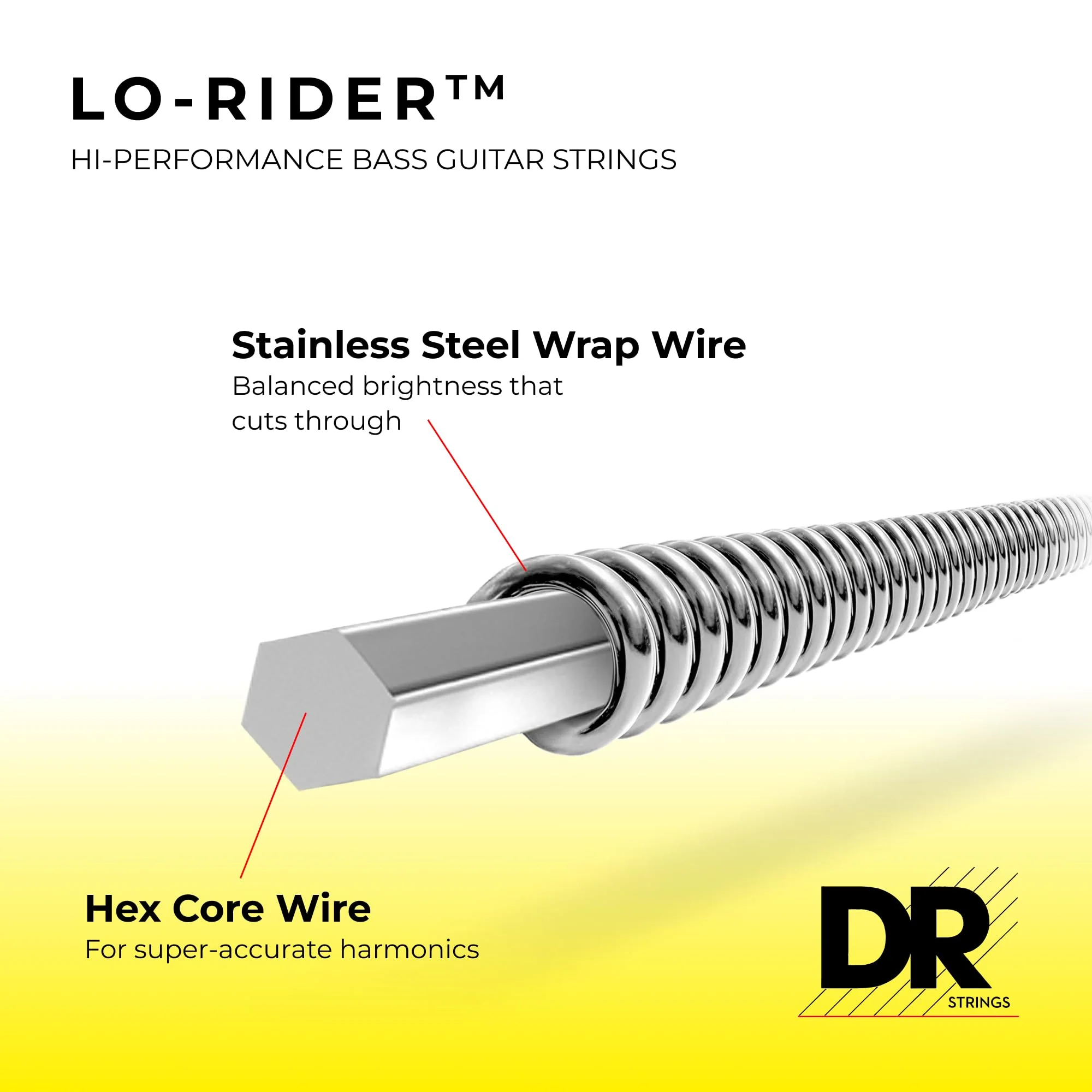 DR Strings Lo-Rider - Stainless Steel Hex Core 5 String Bass 40-120 LO-RIDER™: 5-String Light 40-120 - Image 3