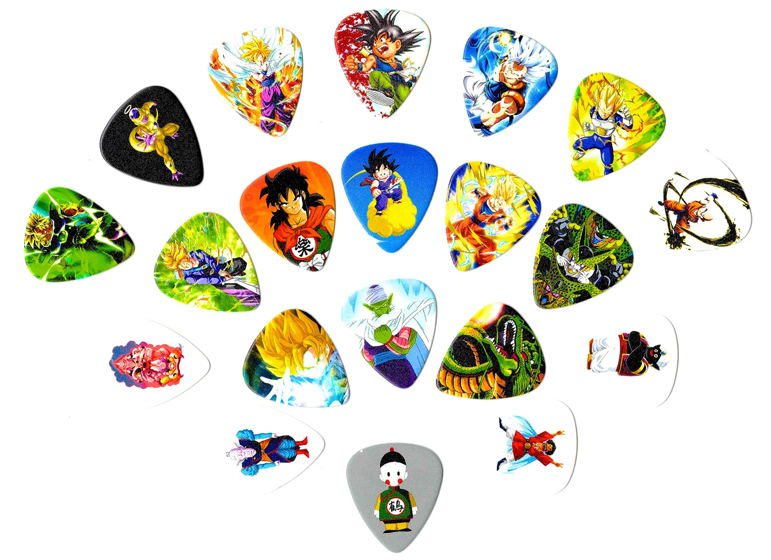 Dragon Ball Z Themed Guitar Picks Pack (20 Picks, Multicolor, Celluloid, 0.71mm)
