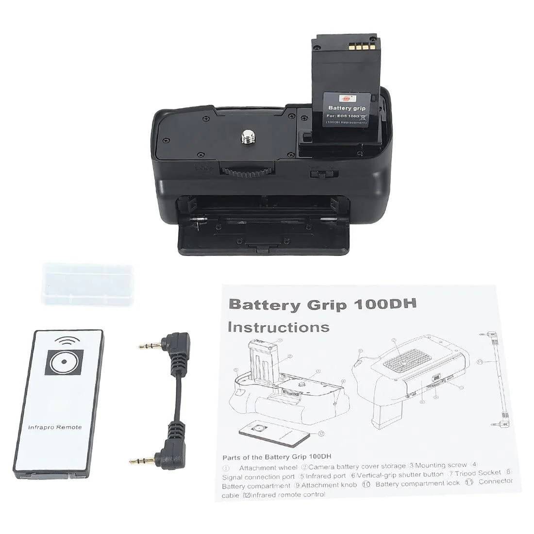 DSTE Replacement for Pro IR Remote 100D Vertical Battery Grip Compatible Canon EOS 100D Rebel SL1 SLR Digital Camera as LP-E12