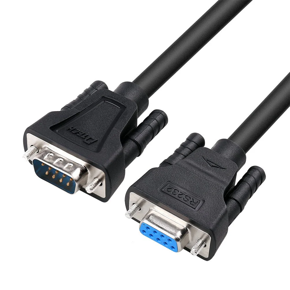 DTECH 10ft COM Port Serial Cable Male to Female RS232 Extension 9 Pin Straight Through Cord (3 Meter, Black)
