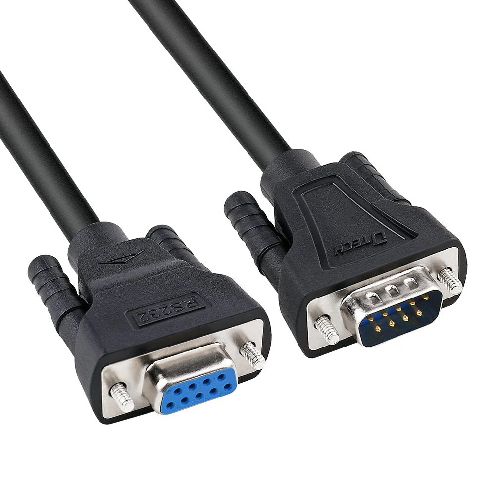 DTech 10ft DB9 RS232 Serial Cable Male to Female Extension Simple Null Modem Cord Cross TX RX Line 2 Pin Crossed for Computer Data Communication (10 Feet, Black)
