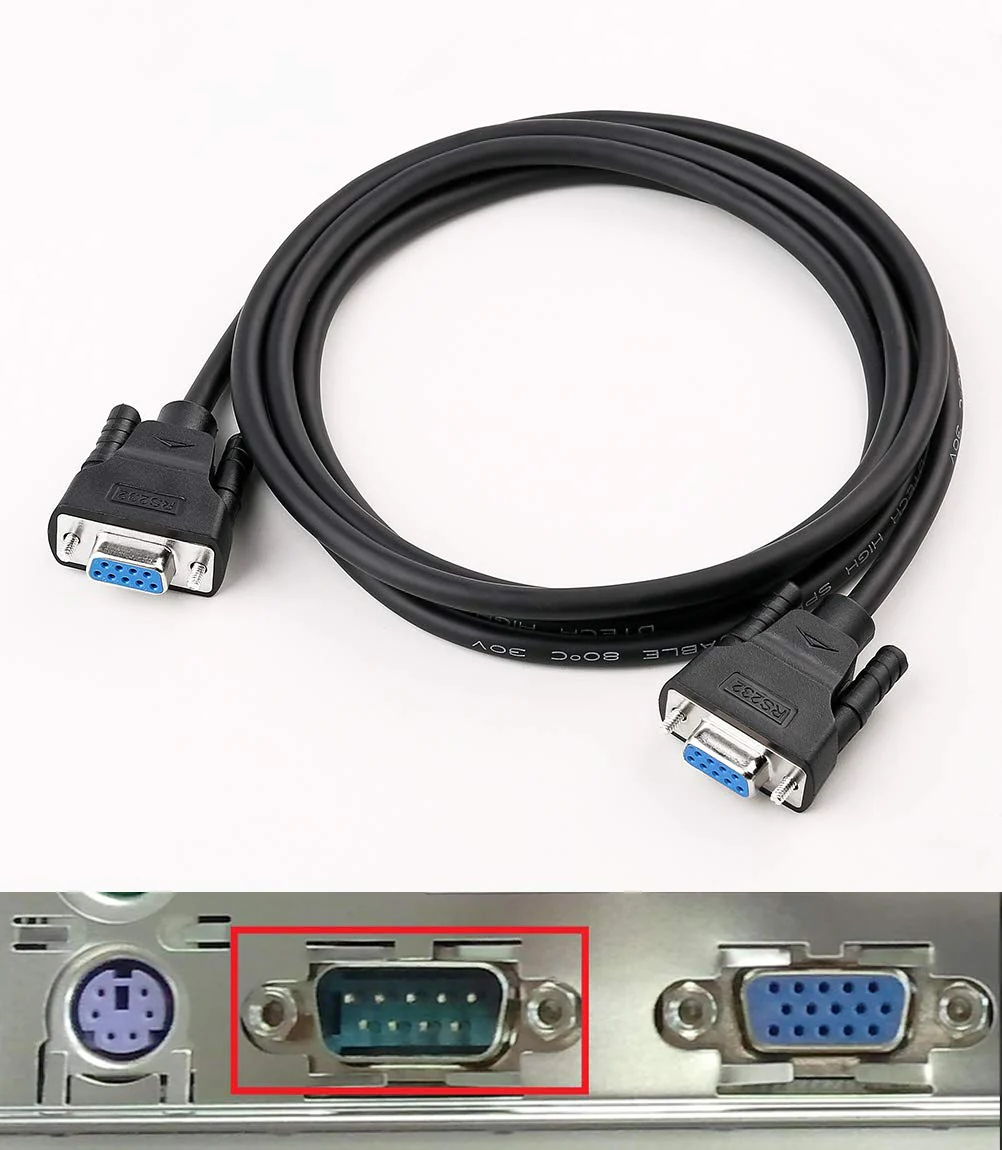 DTECH 6 ft RS232 Serial Cable Female to Female 9 Pin Straight Through (Black, 2 Meters) 6ft - Image 2