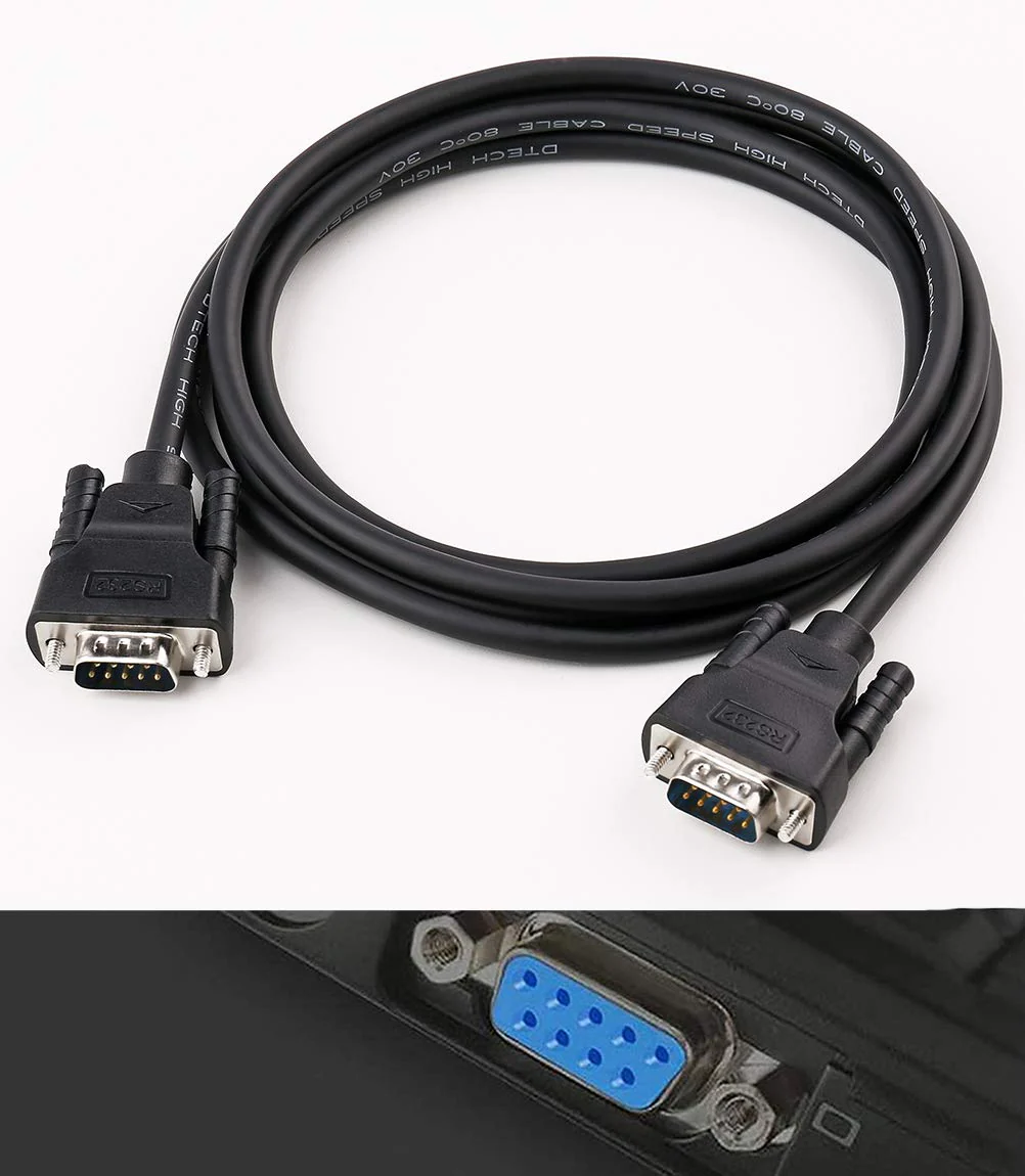 DTECH DB9 RS232 Serial Cable Male to Male Null Modem Cord Full Handshaking 7 Wire Crossover for Data Communication (10 Feet, Black) 10ft - Image 2