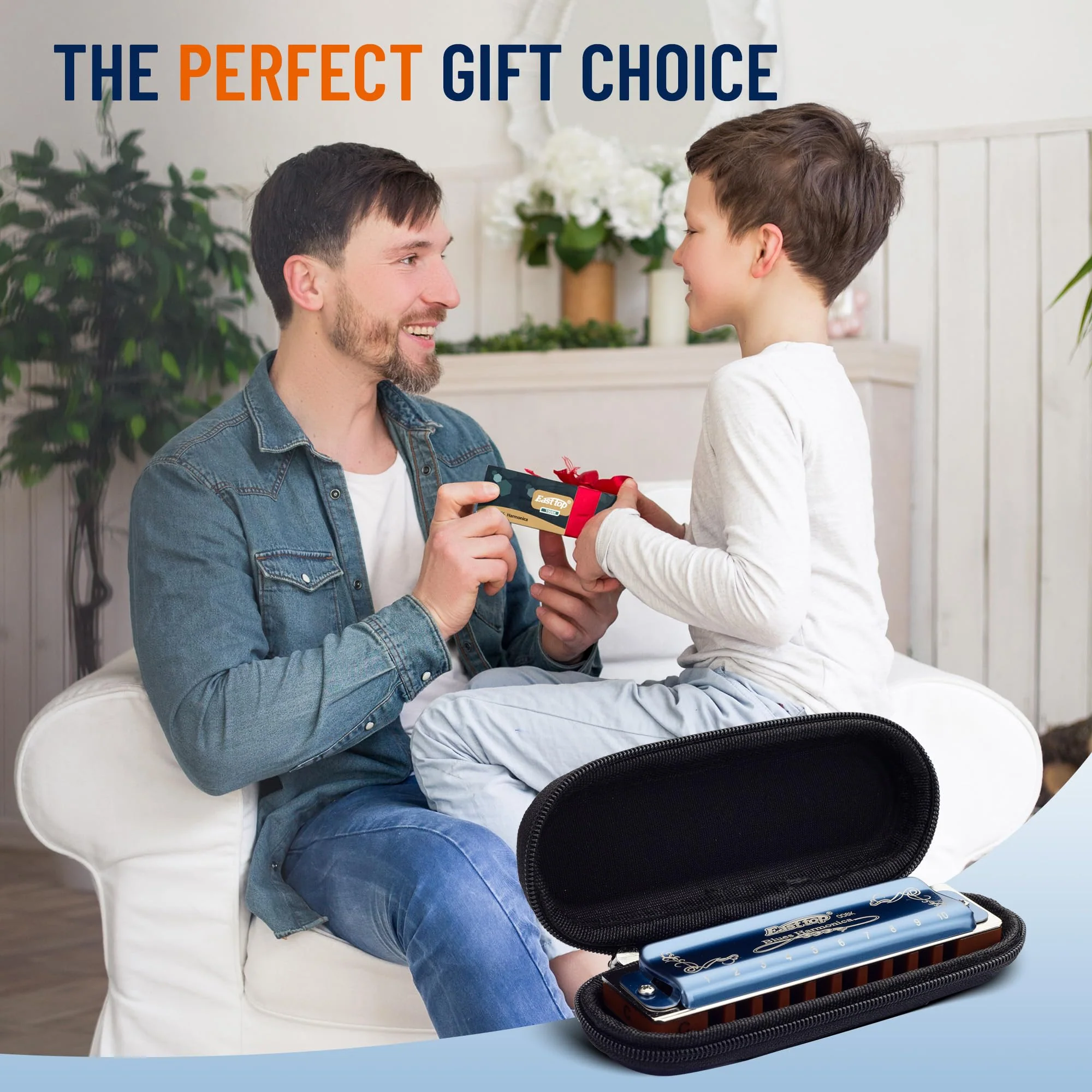 East top Harmonica Key of C, 10 Holes 008K Diatonic Mouth Organ with Blue Case, Standard Harmonica For Adults, Professionals, Beginners and Students, as a Gift blue-C - Image 5