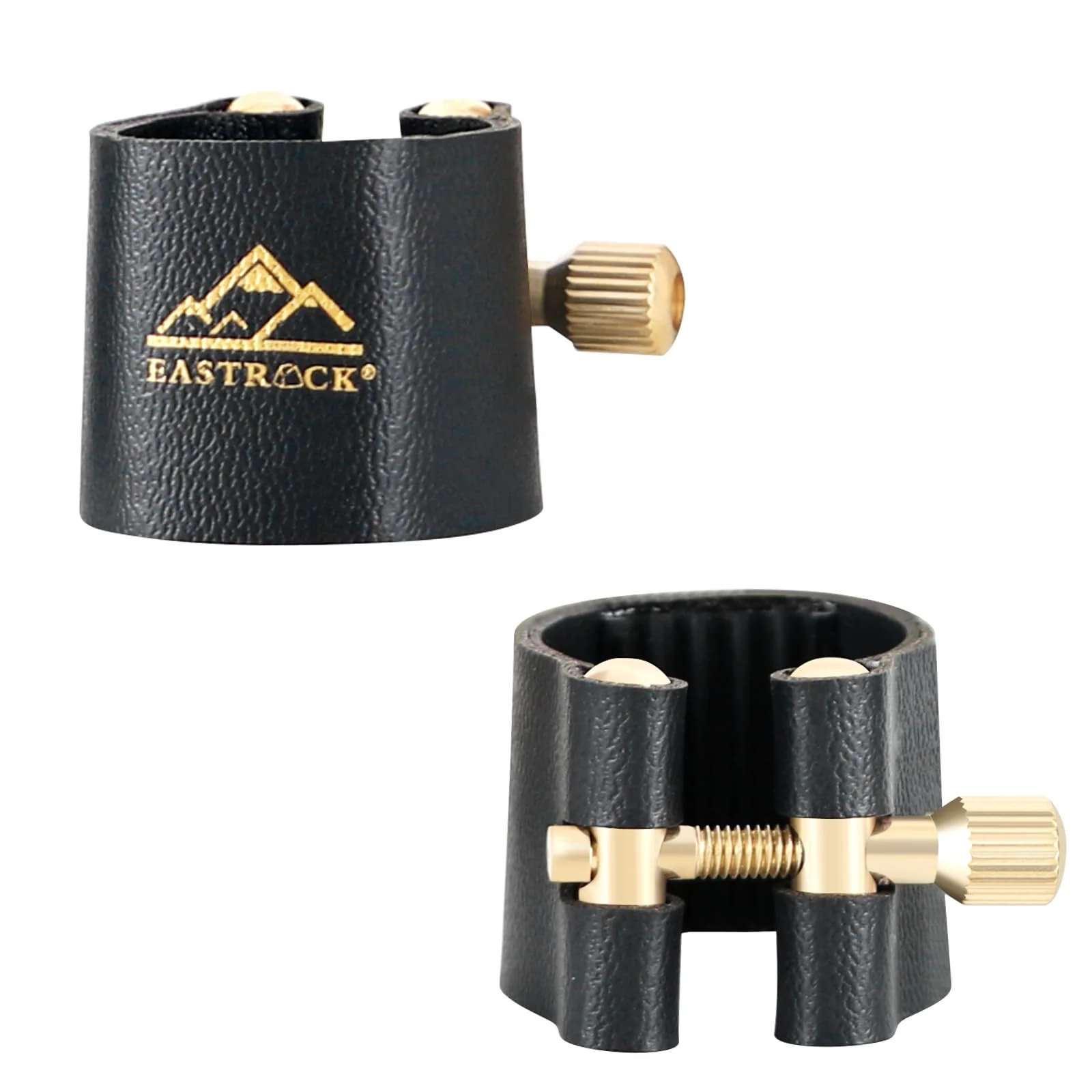 EASTROCK Alto Saxophone Ligature Kit, Leather Ligature Fastener for Saxophone Mouthpiece with Plastic Cap, Musical Instruments Accessory for Beginner and Intermediate black - Image 3