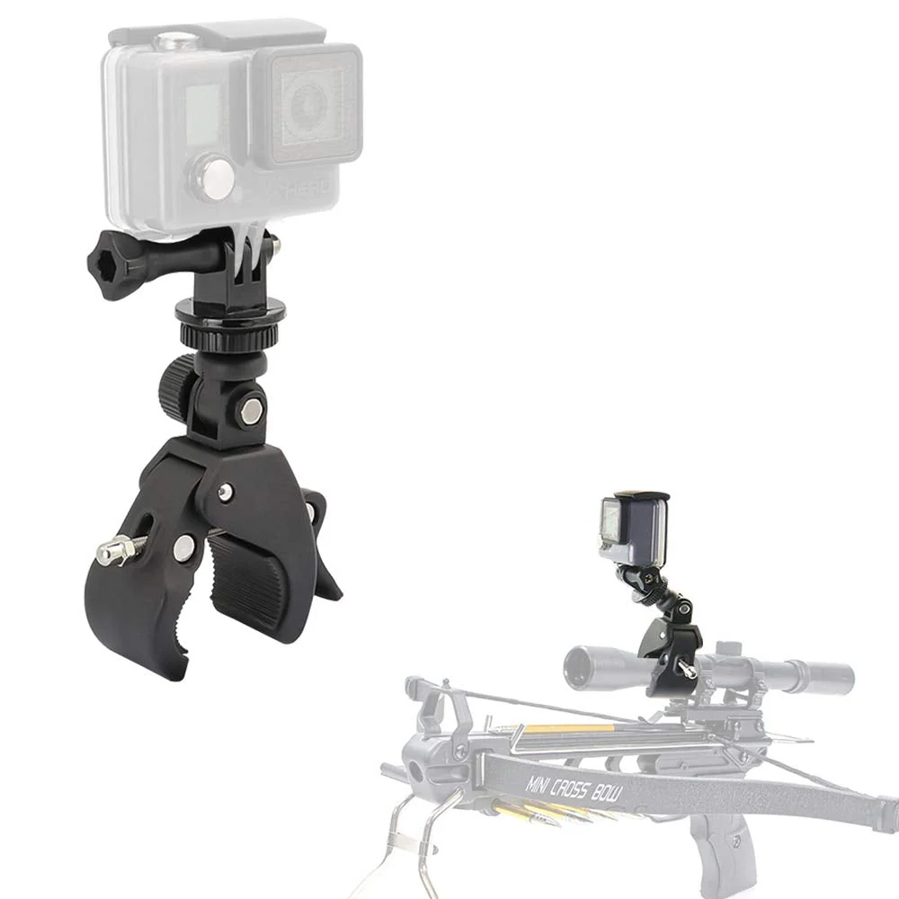 Easy Installation Adjustable Crossbow Gun Scope Camera Clamp Mount with 1/4 Thread for Gopro Hero Session Fixation