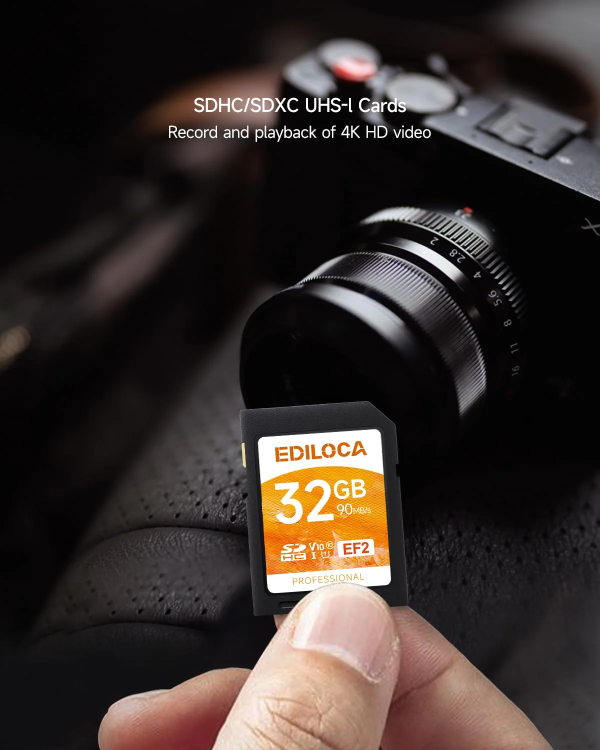 EF2 UHS-I SD Card UHS-I Memory Card Fast Storage, Read Speed 90MB/s, Write Speed 20MB/s, C10, U1, V10, Full-HD & 4K Video, SD Card, Must-Have for Professional Photographers 32GB EF2 -100MB/s - Image 7