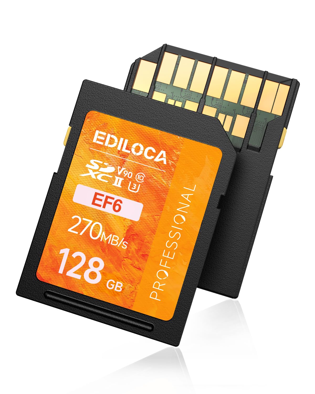 EF6_128GB UHS-II SD Card UHS-II Memory Card Fast Storage, Read Speed 300MB/s, Write Speed 250MB/s, C10, U3, V90, 4K, 8K-UHD, SD Card, Must-Have for Professional Photographers 128GB EF6 -300MB/s