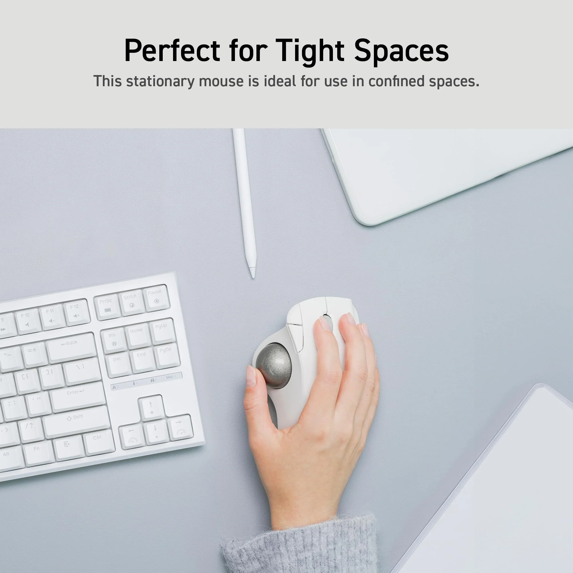 ELECOM Ergonomic Comfort Design Trackball IST Bluetooth 5.3, Smooth Tracking with Ruby Ball Bearing, 36mm Ball, Thumb Control, Compatible for Windows, PC, Mac, iPadOS, and Android White (M-IT10BRWH) - Image 7