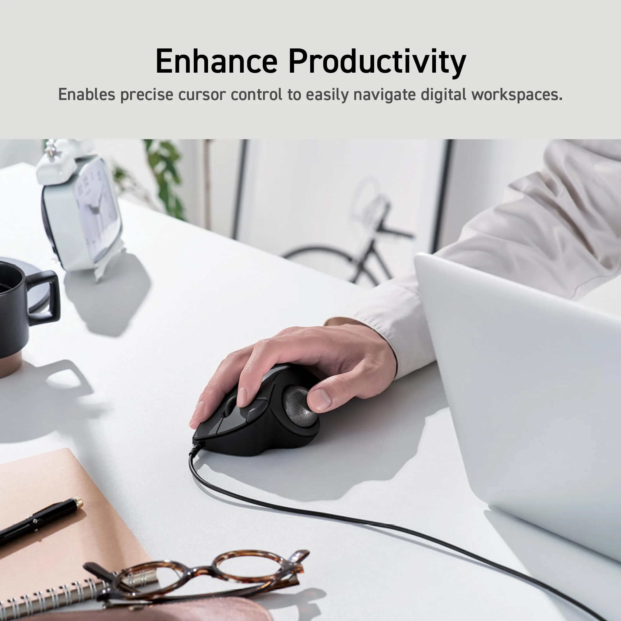 ELECOM Ergonomic Comfort Design Trackball IST Wired USB-A Connection, Super Smooth Tracking with Roller Ball Bearing, 36mm Ball, Thumb Control, Compatible for Windows, PC, and Mac Black (M-IT11URBK) - Image 10