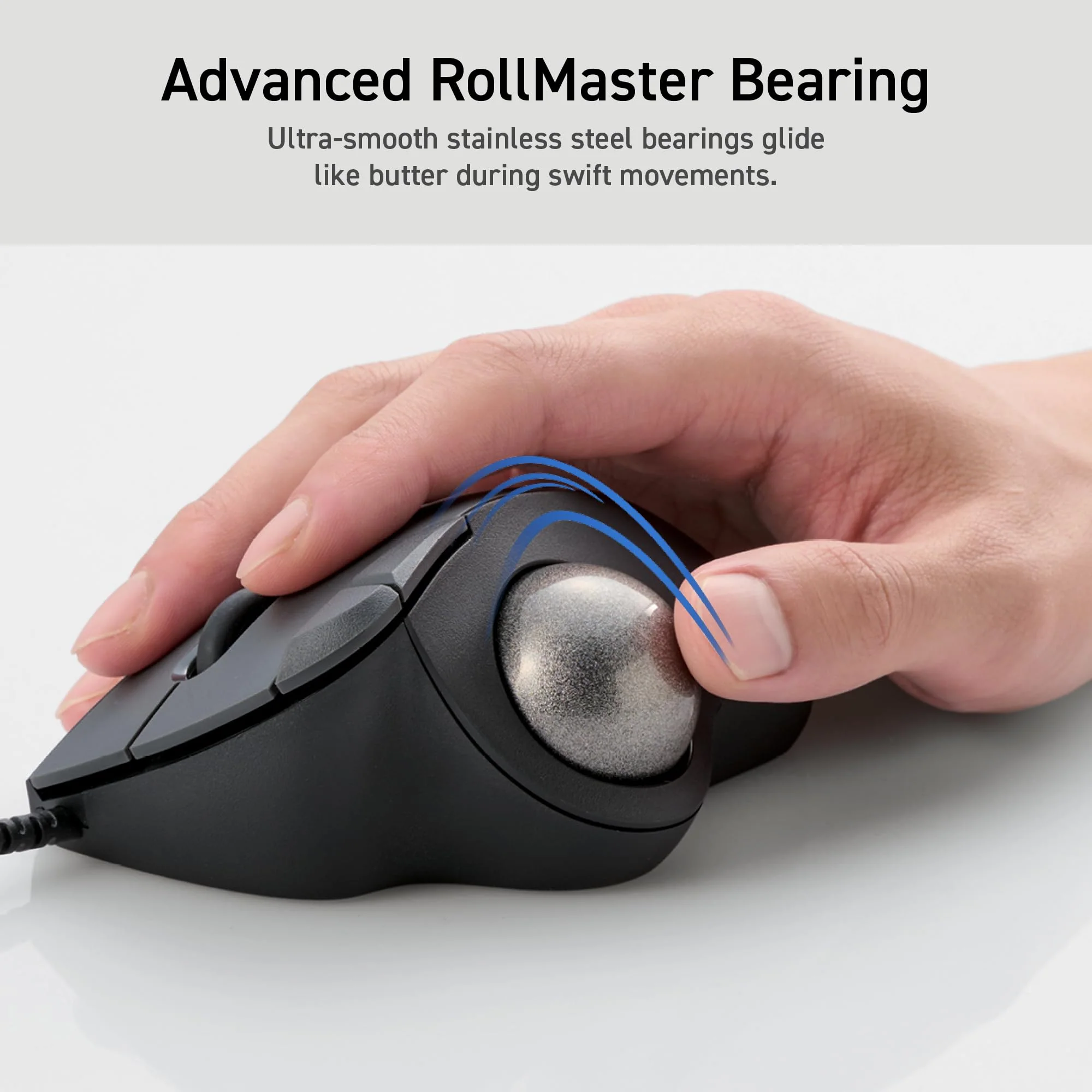 ELECOM Ergonomic Comfort Design Trackball IST Wired USB-A Connection, Super Smooth Tracking with Roller Ball Bearing, 36mm Ball, Thumb Control, Compatible for Windows, PC, and Mac Black (M-IT11URBK) - Image 3