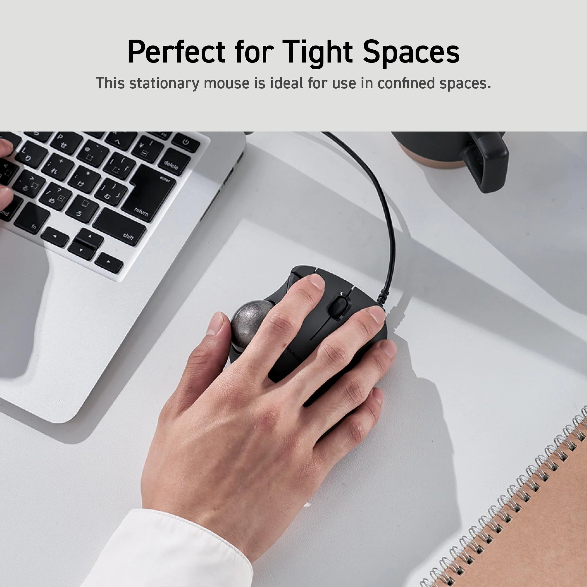 ELECOM Ergonomic Comfort Design Trackball IST Wired USB-A Connection, Super Smooth Tracking with Roller Ball Bearing, 36mm Ball, Thumb Control, Compatible for Windows, PC, and Mac Black (M-IT11URBK) - Image 8