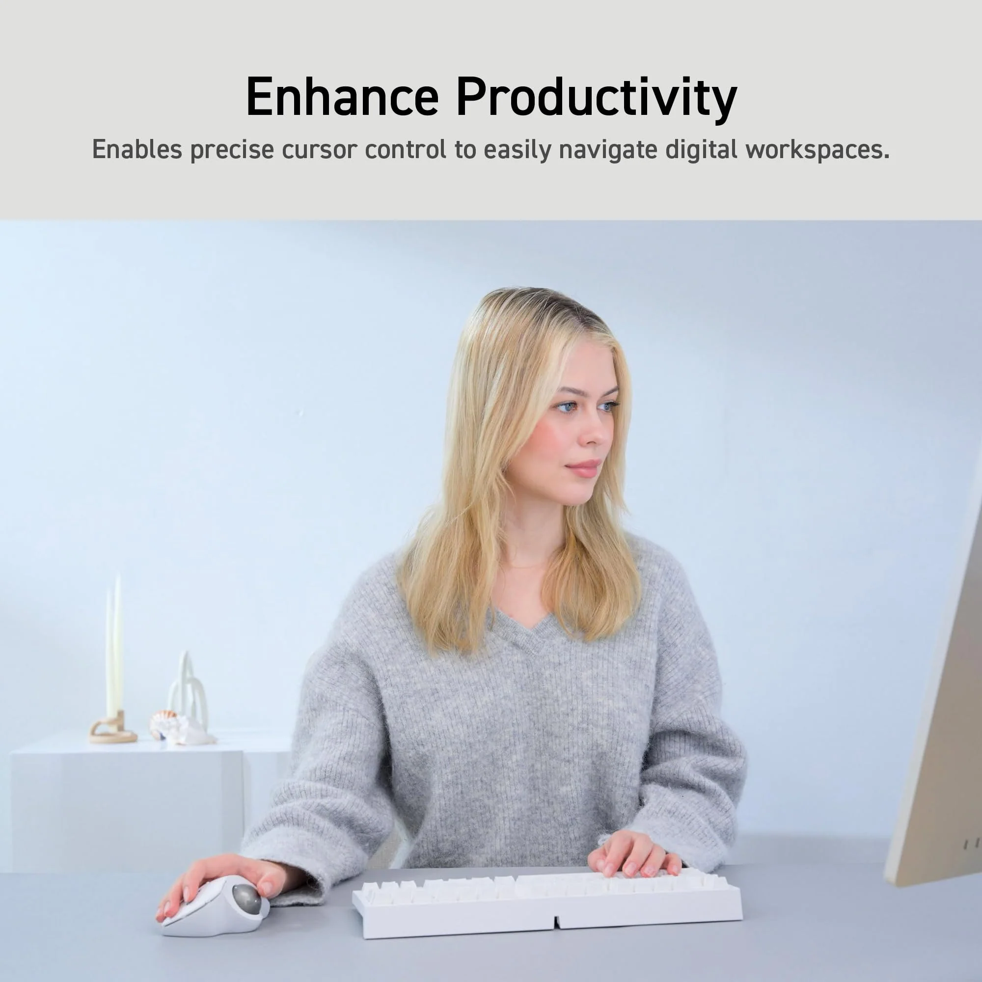 ELECOM Ergonomic Comfort Design Trackball IST Wireless 2.4GHz Connect, Super-Smooth Tracking with Roller Ball Bearing, 36mm Ball, Thumb Control, Compatible for Windows, PC, and Mac White (M-IT11DRWH) USB-Wireless - Image 11
