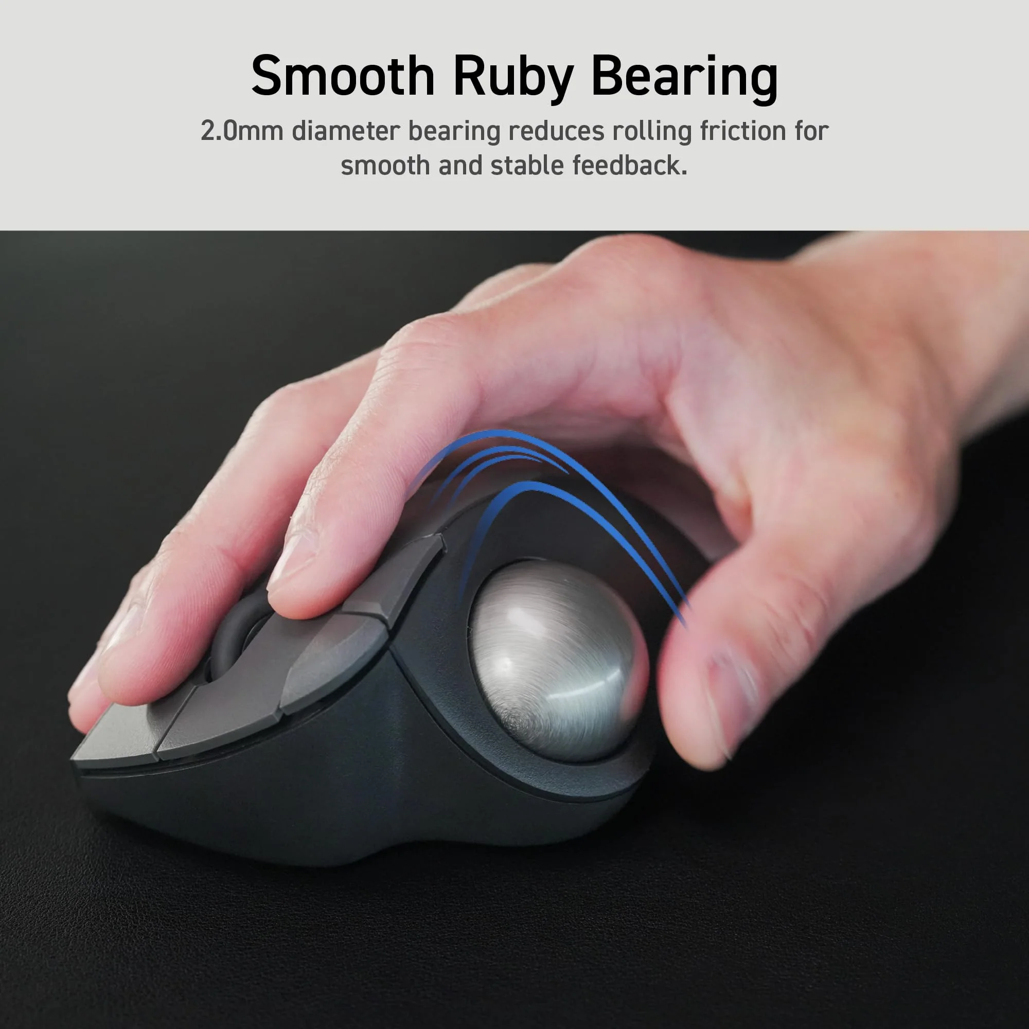 ELECOM Ergonomic Comfort Design Trackball IST Wireless 2.4GHz Connection, Smooth Tracking with Ruby Ball Bearing, 36mm Ball, Thumb Control, Compatible for Windows, PC, and Mac Black (M-IT10DRBK) USB-Wireless - Image 3