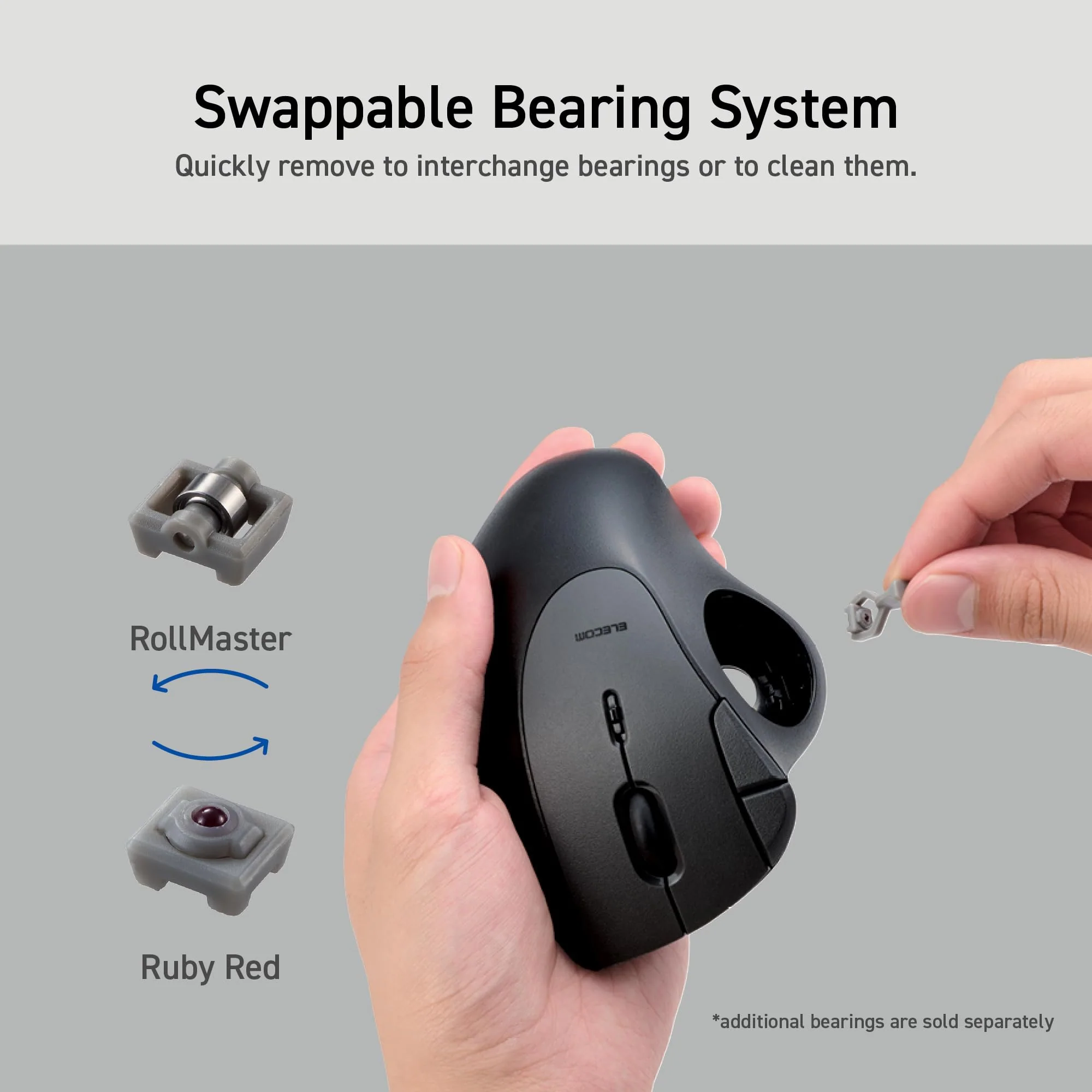 ELECOM Ergonomic Comfort Design Trackball IST Wireless 2.4GHz Connection, Smooth Tracking with Ruby Ball Bearing, 36mm Ball, Thumb Control, Compatible for Windows, PC, and Mac Black (M-IT10DRBK) USB-Wireless - Image 5