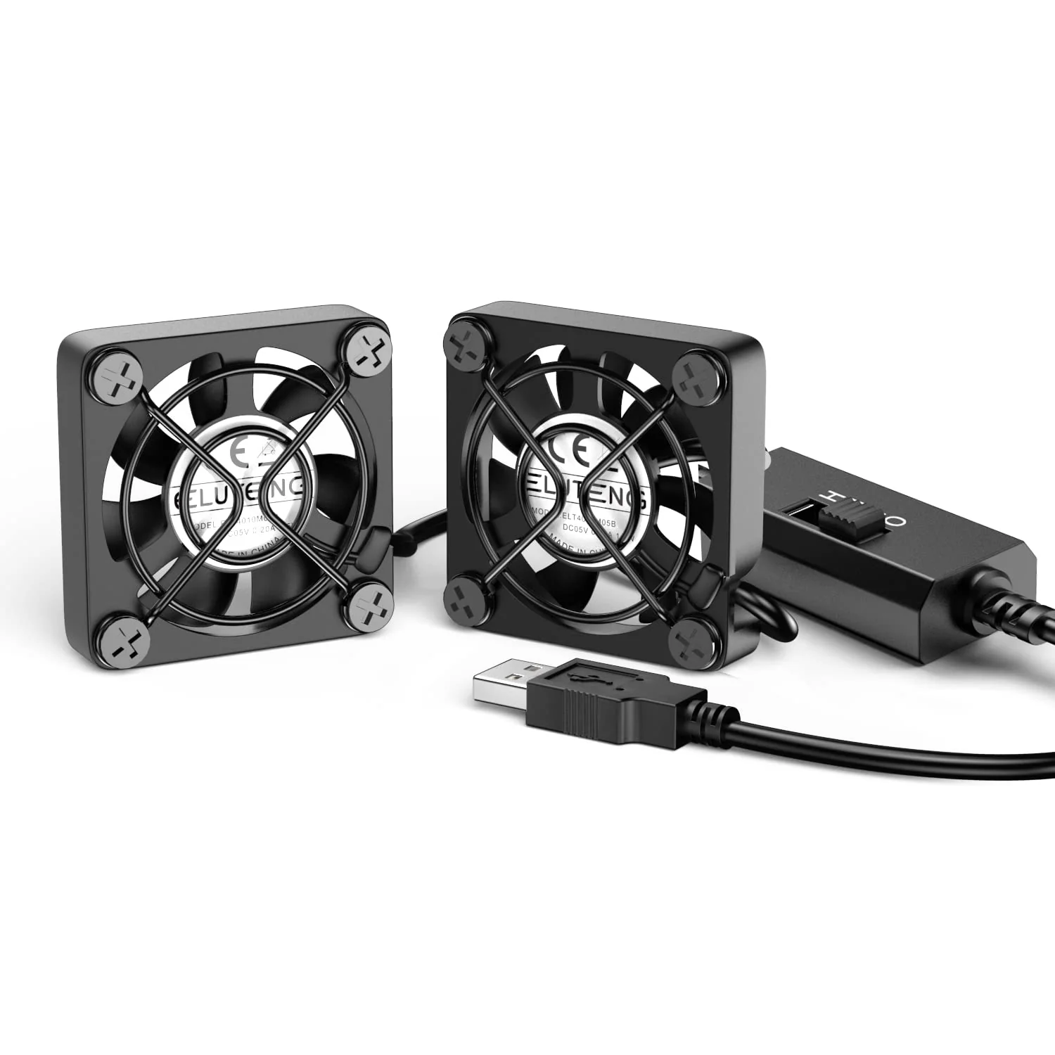 ELUTENG Dual 40mm USB Fan with 3 Speeds Adjustable 5V PC Fan Max 5500RPM 40mm * 40mm * 25mm Mini Case Fan Quiet Computer Fan Compatible for PC, TV Box, Router, Xbox, PlayStation