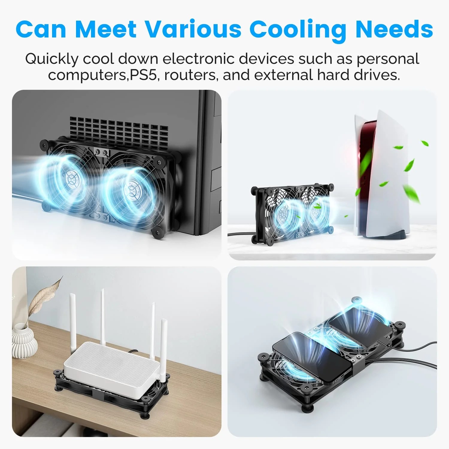 ELUTENG Dual USB Computer Cooling Fan High Speed 120mm Computer Fan Adjustable 5V USB Port Heatsink USB Cooling Fan 12cm for Laptop Receiver DVR PlayStation Xbox Desk Computer Cabinet Cooling - Image 6