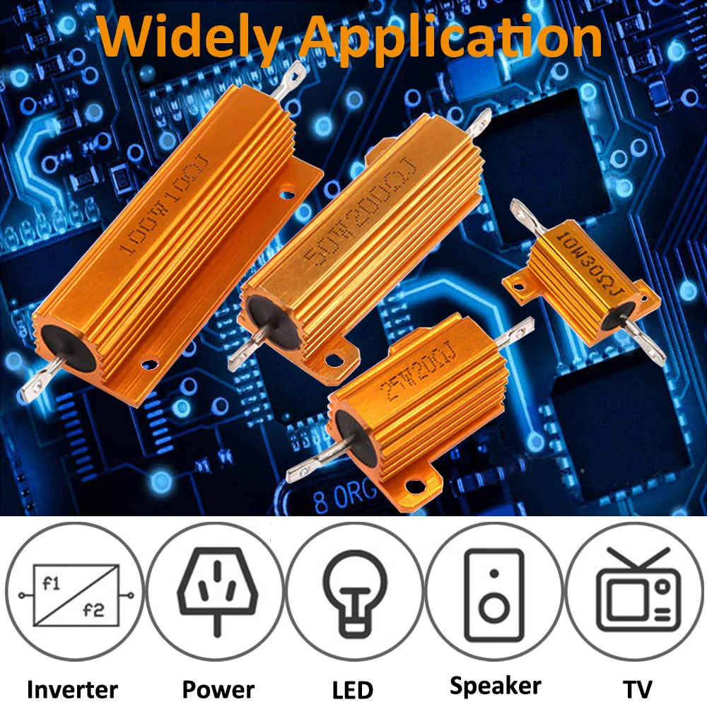 ETOPARS 3 Pcs 100W 3 Ohm 5% Aluminium Casing Wirewound Resistor Load Resistors Tap Resistor Chassis Mounting Wirewound Golden Housing Resistor 3 Ohm 100W gold 100w - Image 7