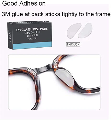 Eyeglass Nose Pads, Adhesive Anti-Slip Nose Pads, Soft Silicone Nose Pad Cushion for Glasses, Eyeglasses, Sunglasses, 12 Pairs(Clear) Clear - Image 4
