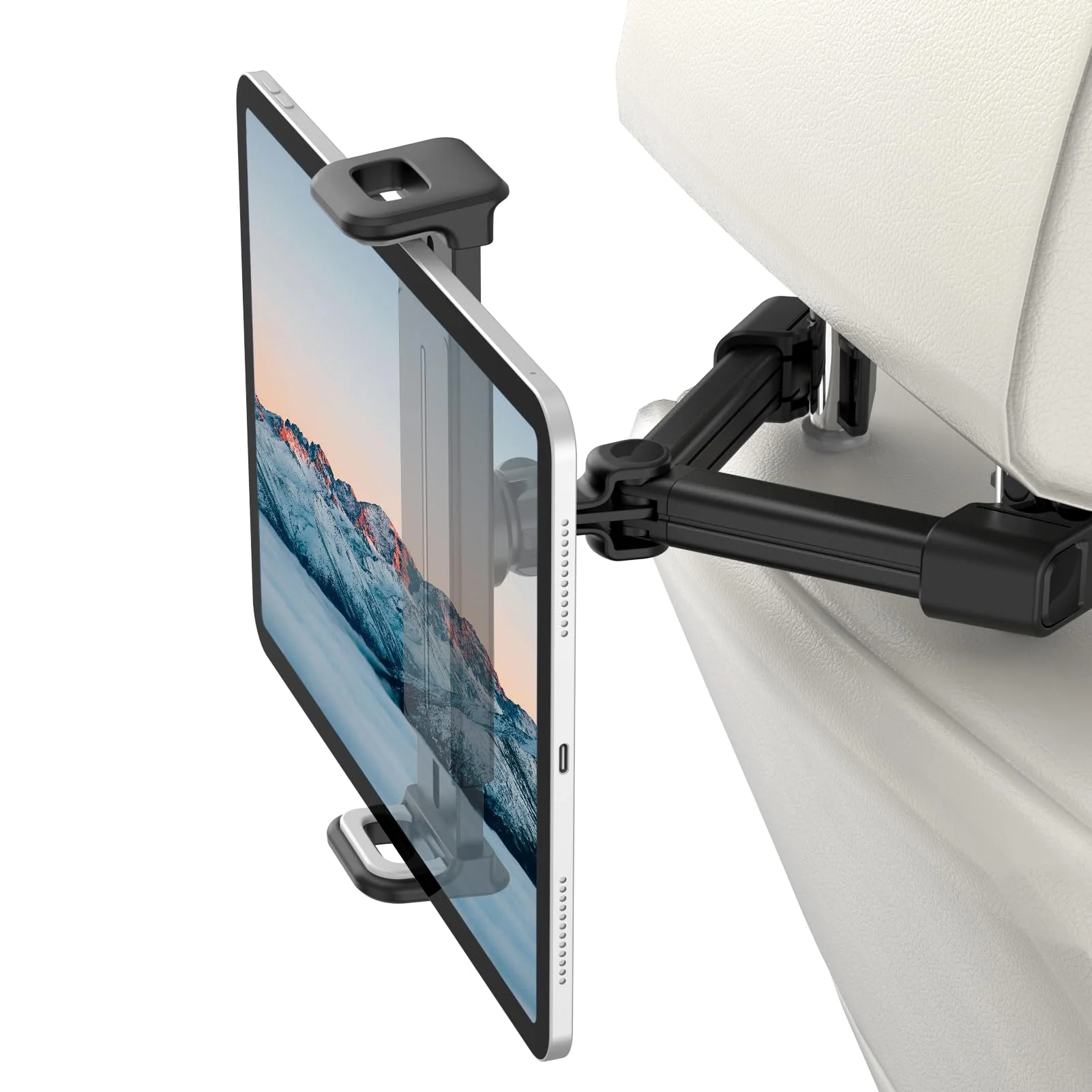 Fintie Car Headrest Tablet Holder - [360° Rotating] Adjustable Mount for iPad, Road Trip Essentials for Kids Adults Fits for iPad Pro, Air, Mini, iPhone, Galaxy Tab, 6-13" Devices, Black