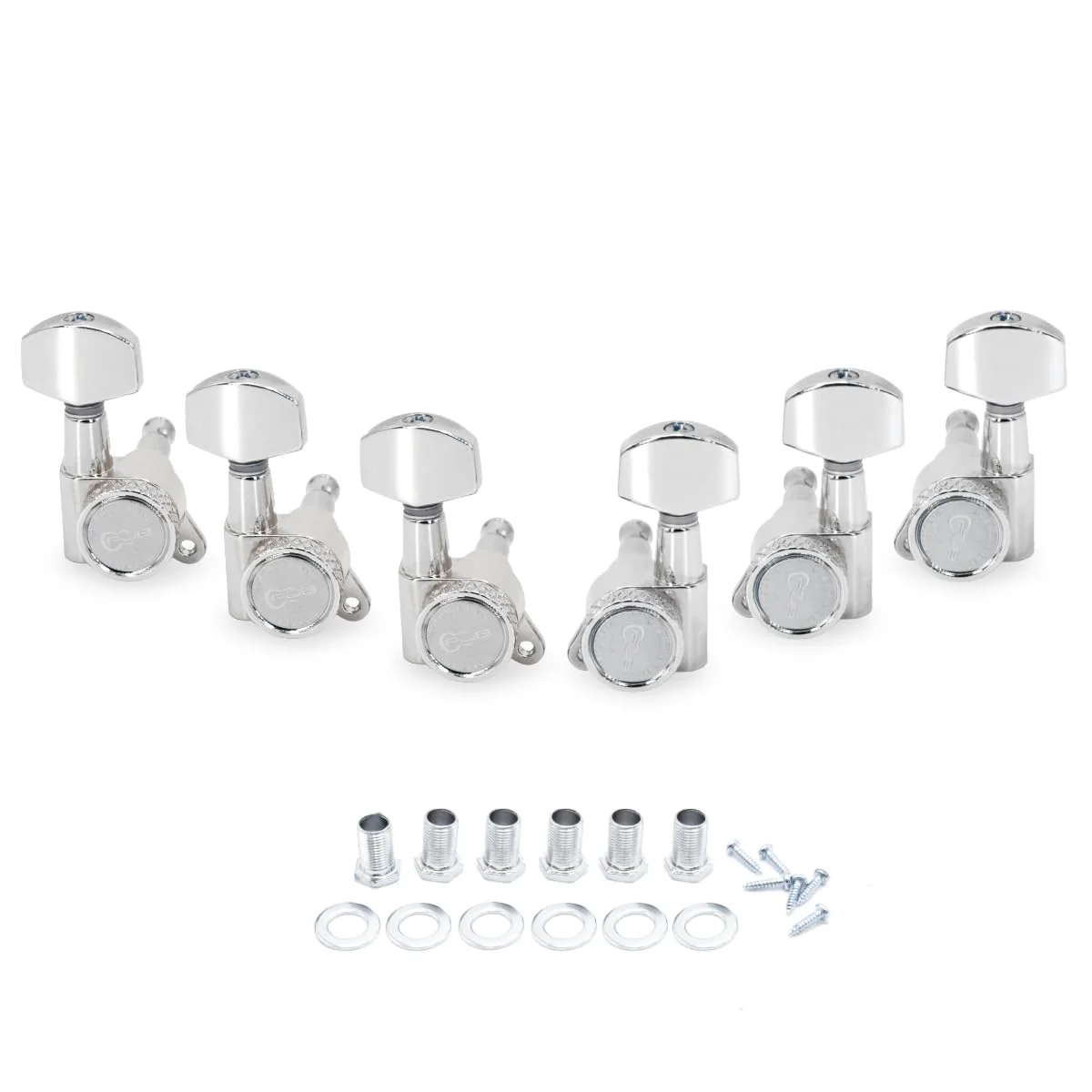 FJBGuitar 6Pieces Tuning Pegs Acoustic Guitar Machine Heads Electric Guitar 1:18 Tuning Pegs Keys Knobs String Tuner 3 Left + 3 Right-Chrome 3L+3R Chrome-Standard
