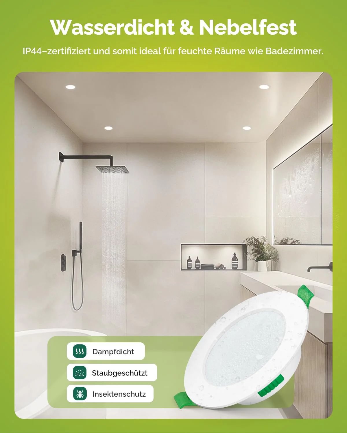 Fondiiz Set of 12 LED Spotlights, 230 V, 6 W, 700 LM, Warm White, Neutral White, Cool White, IP44 Spotlights, Ceiling Spotlights, Flat Ceiling Spotlights for Bathroom, Kitchen, 75-85 mm Hole Size - Image 3