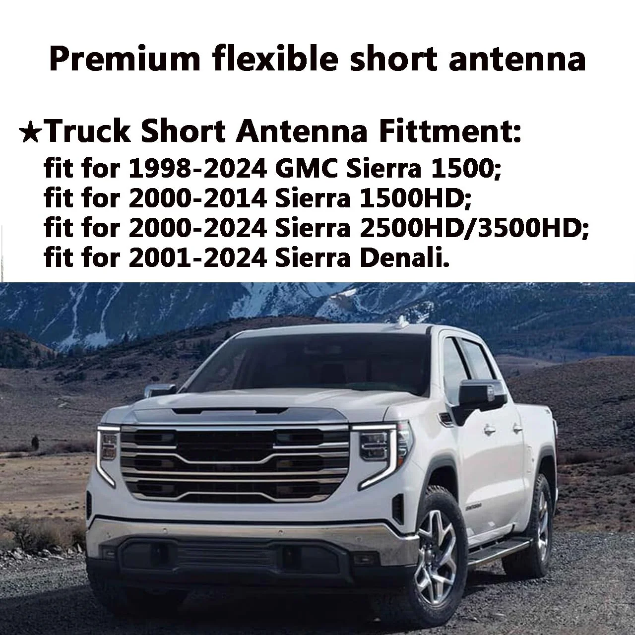 for GM Truck Short Antenna Fit for GMC Sierra 1500-3500 Denali (1999-2024) | Chevy Silverado 1500-3500 (1999-2024) | 7" Spiril Flexible Rubber Antenna, Optimized AM/FM Radio Reception Accessories - Image 5