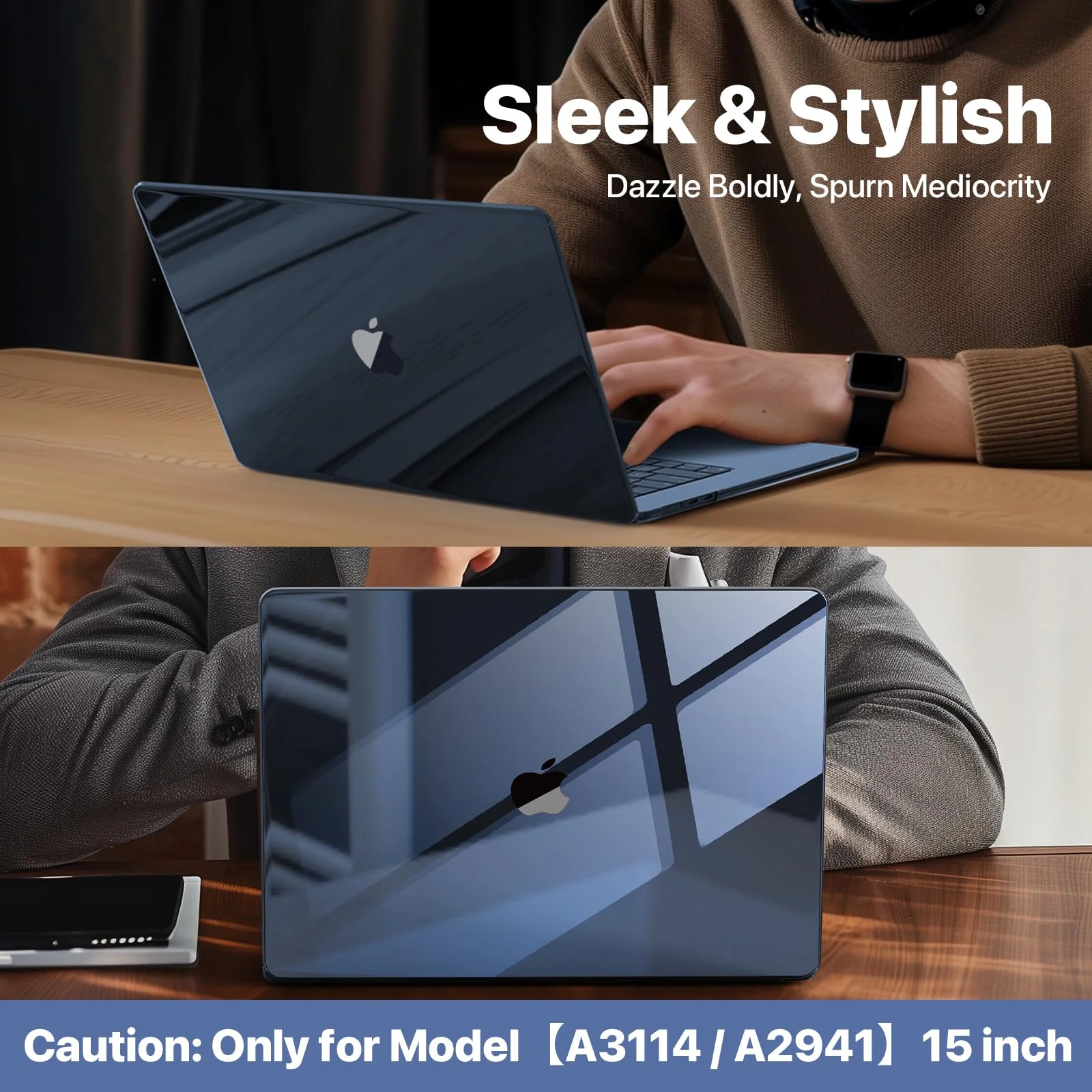for MacBook Air 15 inch Case M3 M2 2024 2023 [Exclusive Midnight, Dazzle Boldly] [Outshine Bare Beauty] Hard Shell Protective Cover for Laptop Model A3114 A2941 - Crystal Midnight - Image 6