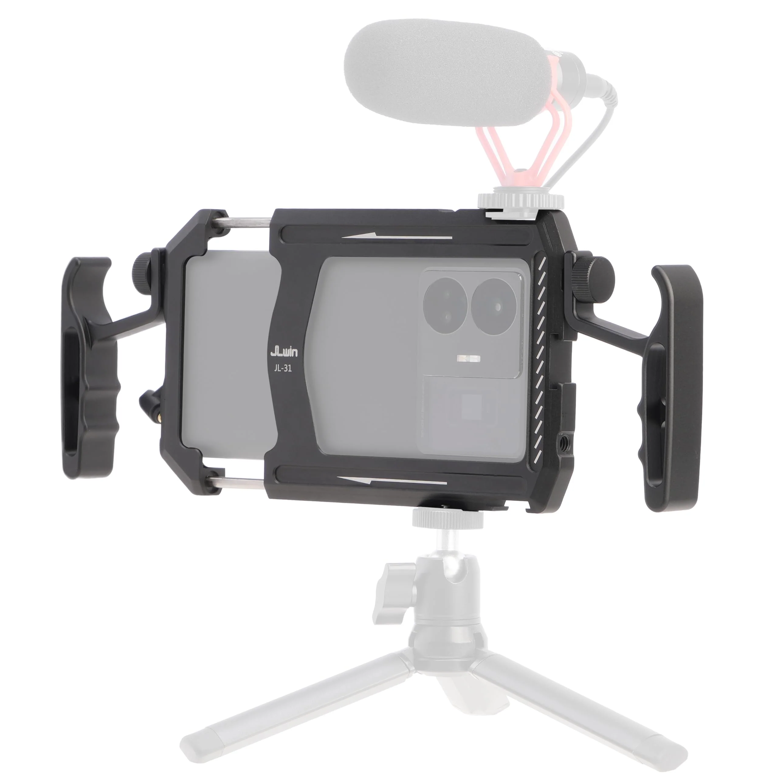Foto4easy Universal Smartphone Video Rig,Aluminum Phone Video Stabilizer with Dual Handle Kit for iPhone for Samsung for Pixel and Other Android Phones