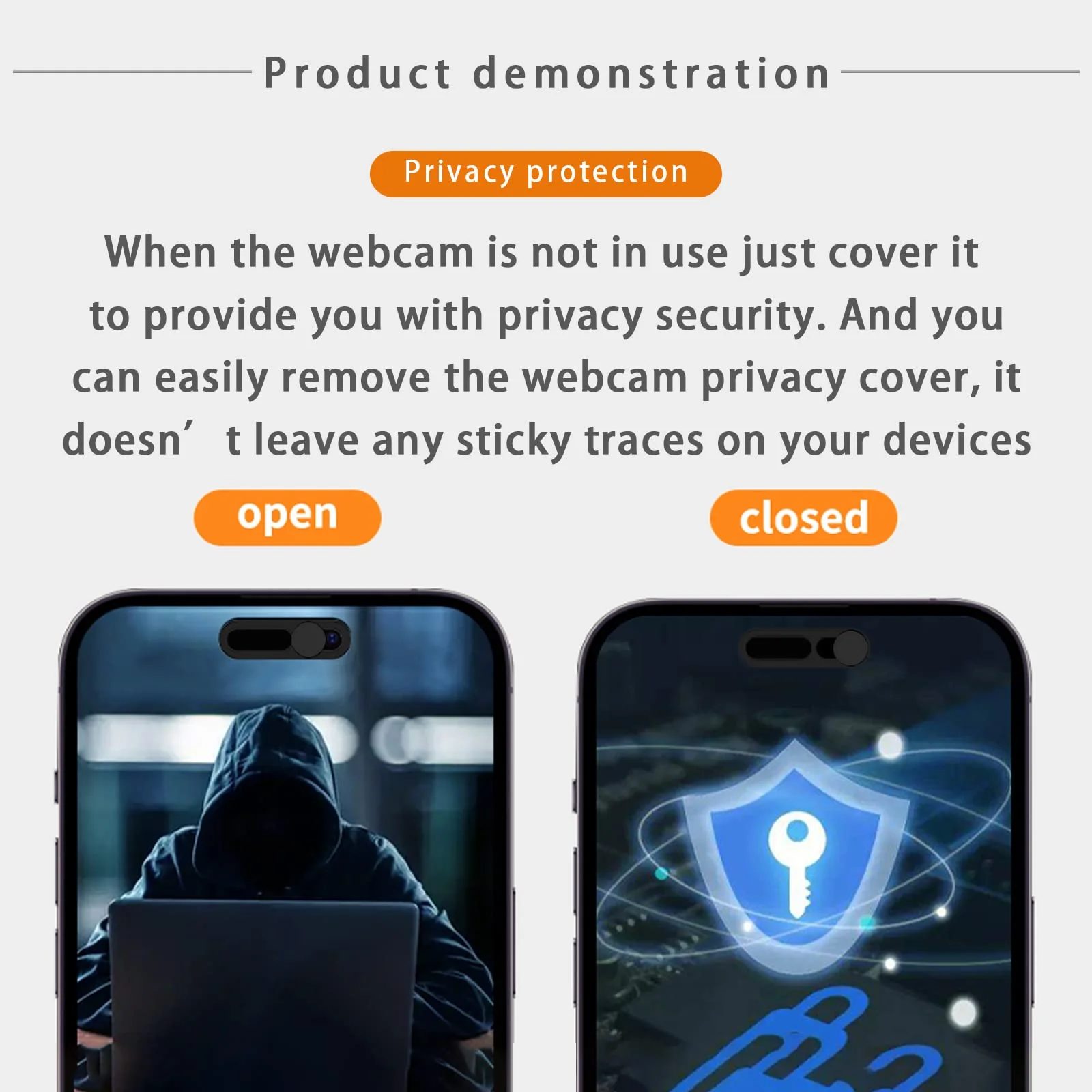 Front Camera Cover,Webcam Cover Compatible for Phone 14Pro/14 Pro Max/15/15Plus/15Pro/15Pro Max,Protect Privacy and Security,Not Affect Face ID, 2 Pack-Black Black - Image 4