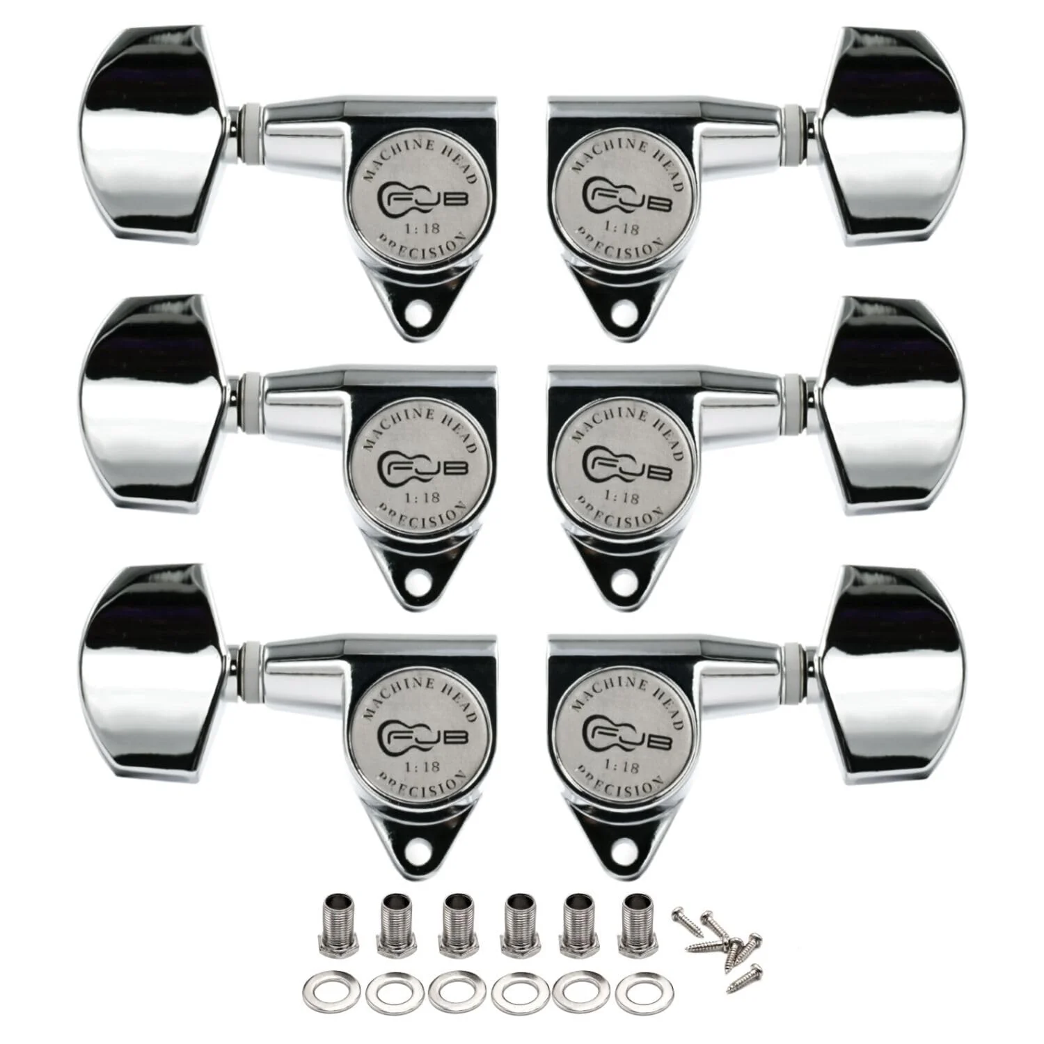 FXJXB 18:1 Guitar Tuning Pegs 3x3 Standard Guitar Tuners Electric Or Acoustic Guitar Tuning Machines Tuning Keys Replacement-Chrome(3R+3L) 3L+3R Chrome