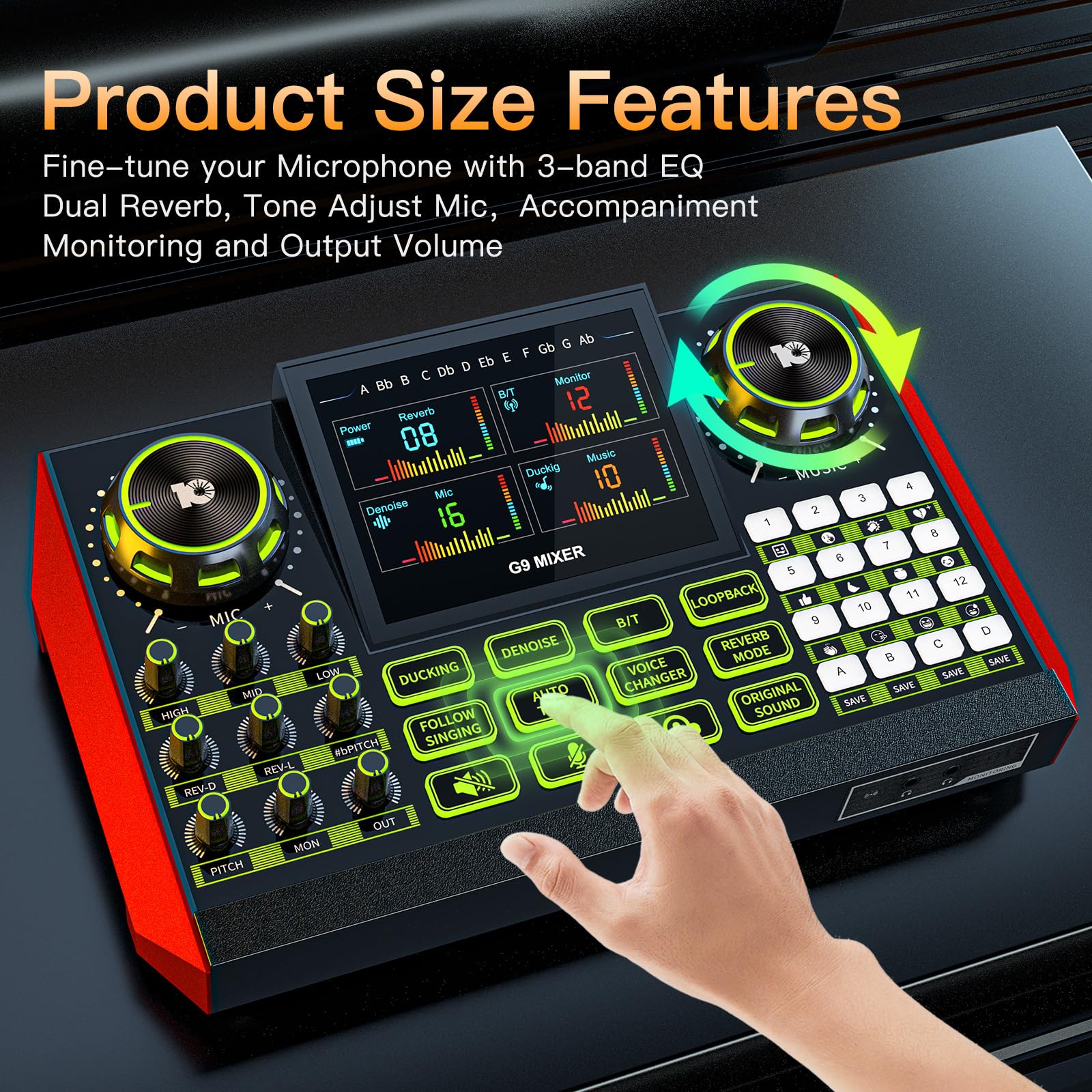 G9 Gaming Audio Mixer,Podcast Equipment Live Sound Card for Streaming,Audio Interface DJ Mixer Sound Card/Board Condenser Microphone for Tiktok Gaming Video Content Creator Kit. - Image 3
