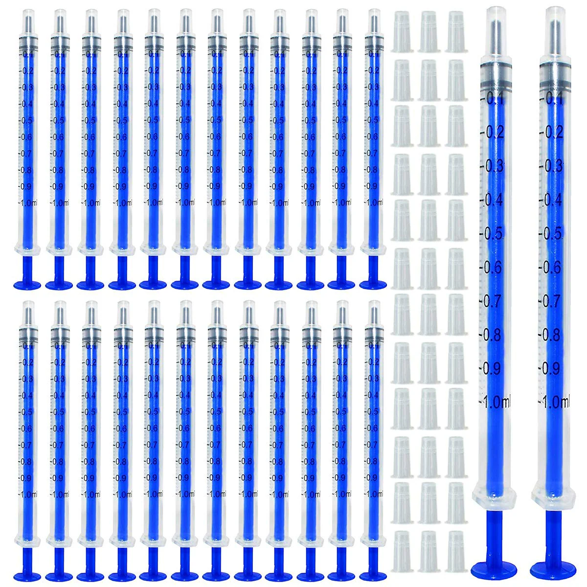 Gebildet 100 x 1 ml Syringes, Oil Dosing Syringe (without Needles) with Caps, for Small Pet Feeding, Industrial Precision Application [Not Medical Use] 1ml-100pcs