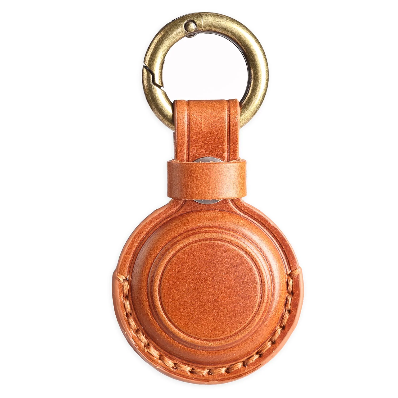 Genuine Leather Airtag Holder Suitable for Apple Airtag Keychain Leather, Small Air Tag Holder with Key Rings, Protective Airtag Case Cover Accessories - Brown V1.0