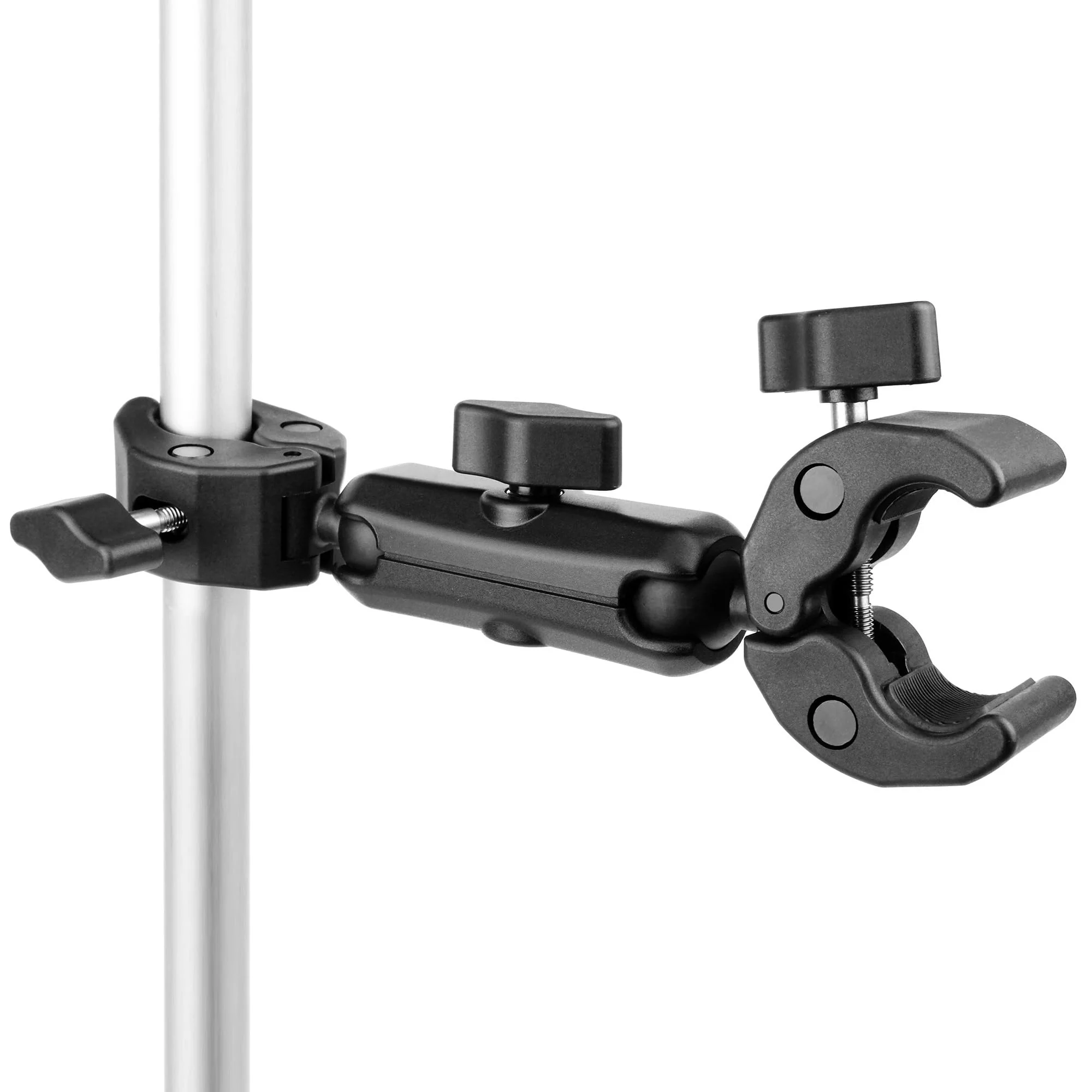 GEPULY Umbrella Clamp for Chair 5.5lb Load, 20-50mm Double Super Camera Mount, Aluminum Magic Arm Dual Ball Head Heavy Duty for Handlebar/Tripod/Stroller Wheelchair/Desk/Pole/Cross Bar/Motorcycle 2 Clamps