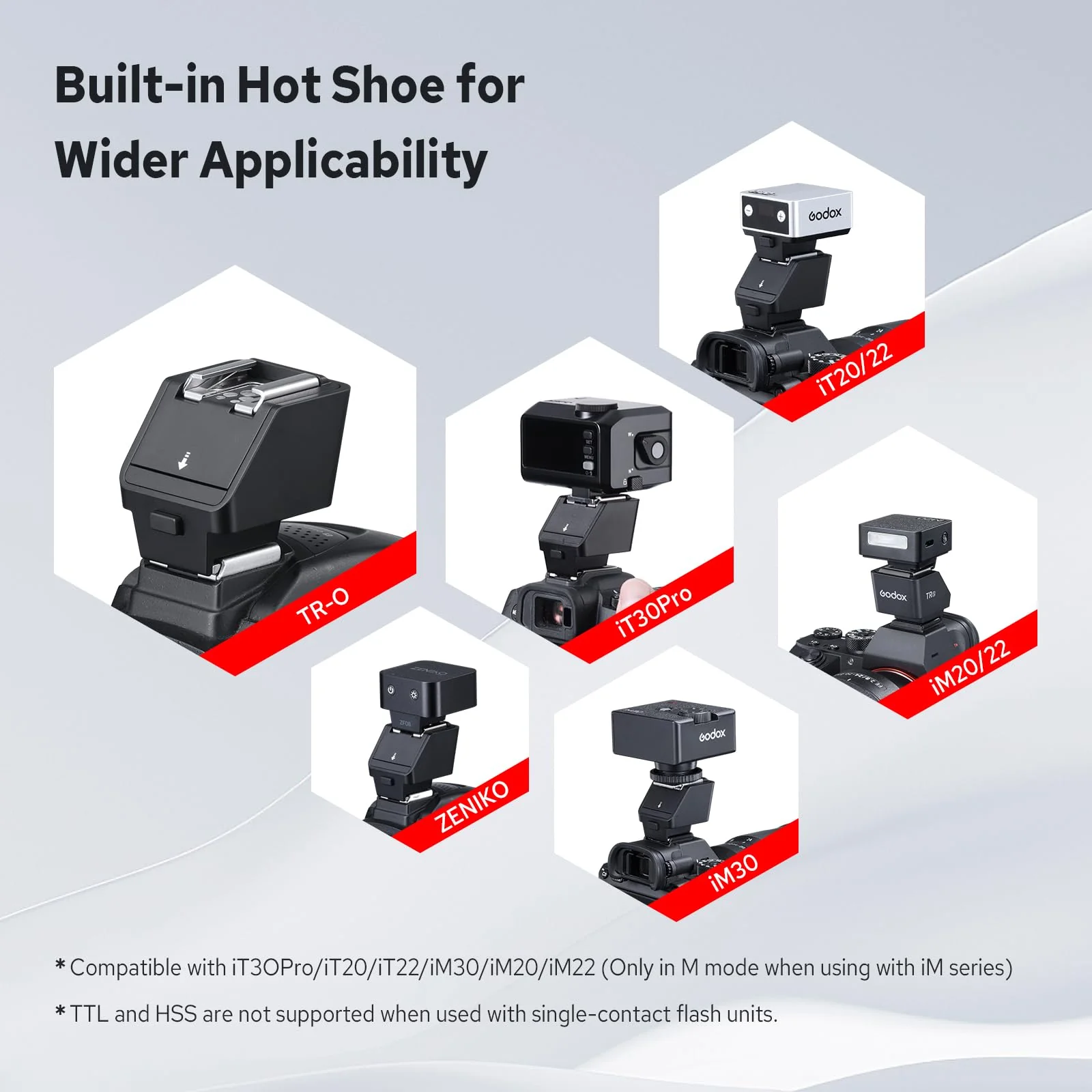 Godox TR-O TTL Hot Shoe Riser for Olympus Panasonic, with 6 Adjustment Levels (0-90°) TTL Function HotShoe Extender Mount Adapter for Godox TTL Mini Flash iT20 iT30Pro - Image 7