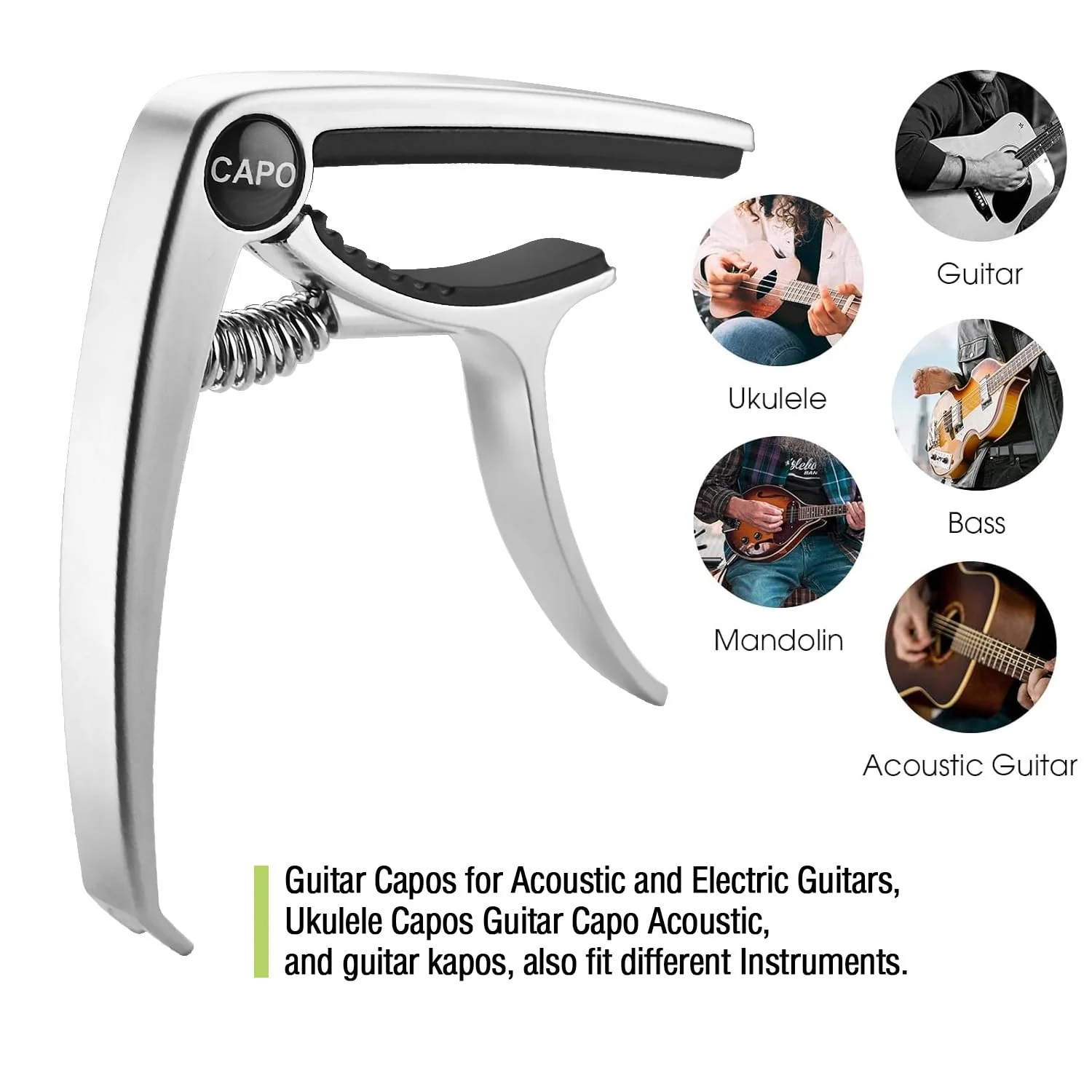 Guitar Capo, Capo, Capo for acoustic guitar, acoustic guitar capo, Capo for electric guitar, acoustic guitar capo 6 string, Guitar Capo for acoustic, Kapo, Guitar capos(Silver) - Image 3