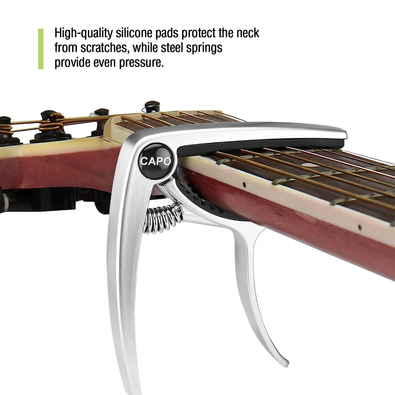 Guitar Capo, Capo, Capo for acoustic guitar, acoustic guitar capo, Capo for electric guitar, acoustic guitar capo 6 string, Guitar Capo for acoustic, Kapo, Guitar capos(Silver) - Image 6