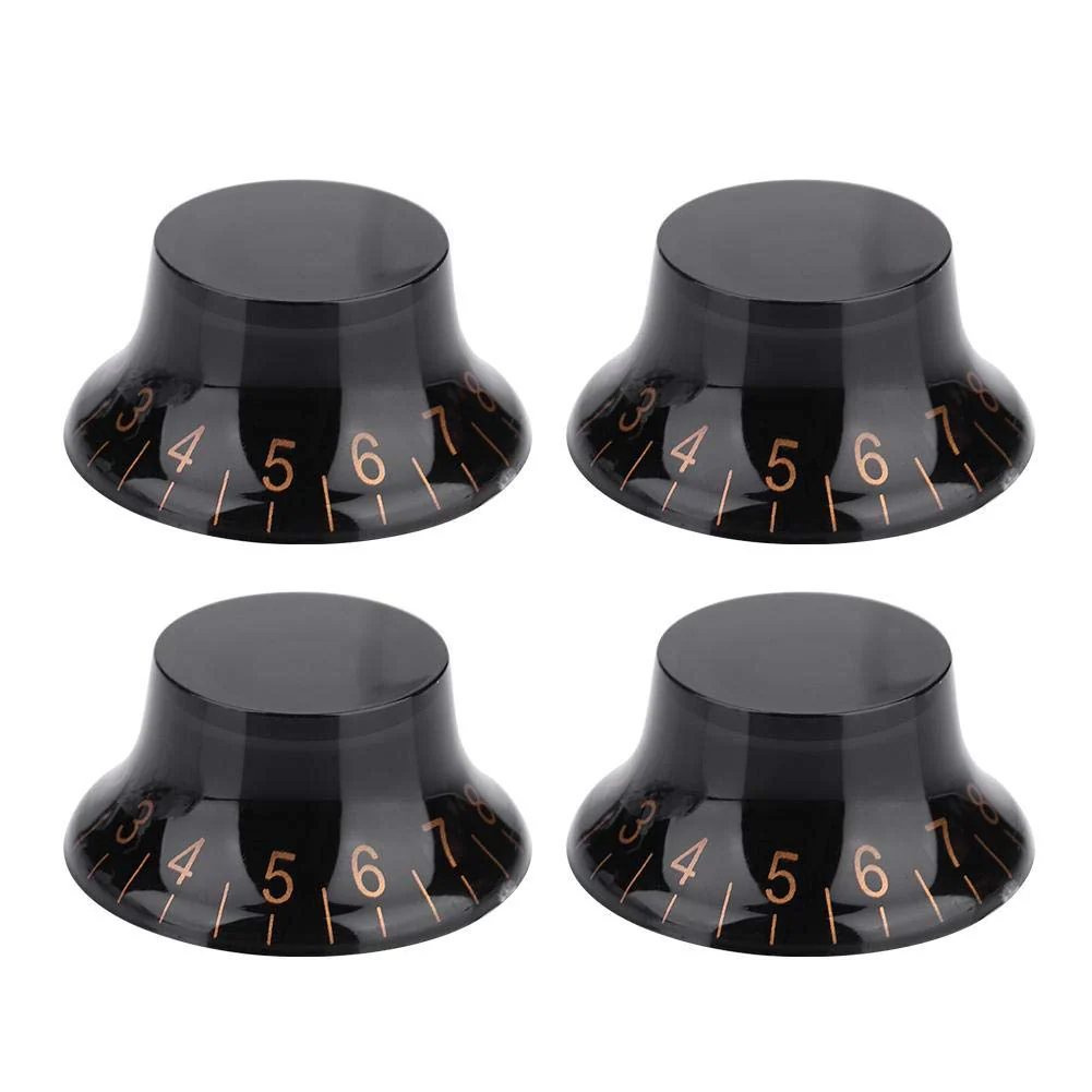 Guitar Control Knobs, 4 Pcs Speed Tone Volume Control Knobs for EPI LP Electric Guitar Accessory(Black+Gold)
