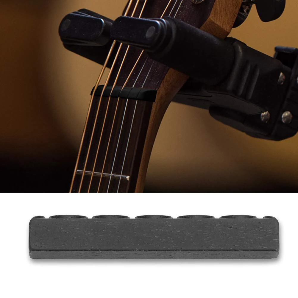 Guitar Nut and Saddle, 6 String Acoustic Guitar Ebony Bone Bridge Saddle and Nut Set 80mm & 50mm for Classical Guitar Parts, 1 Set 2 PCS - Image 5