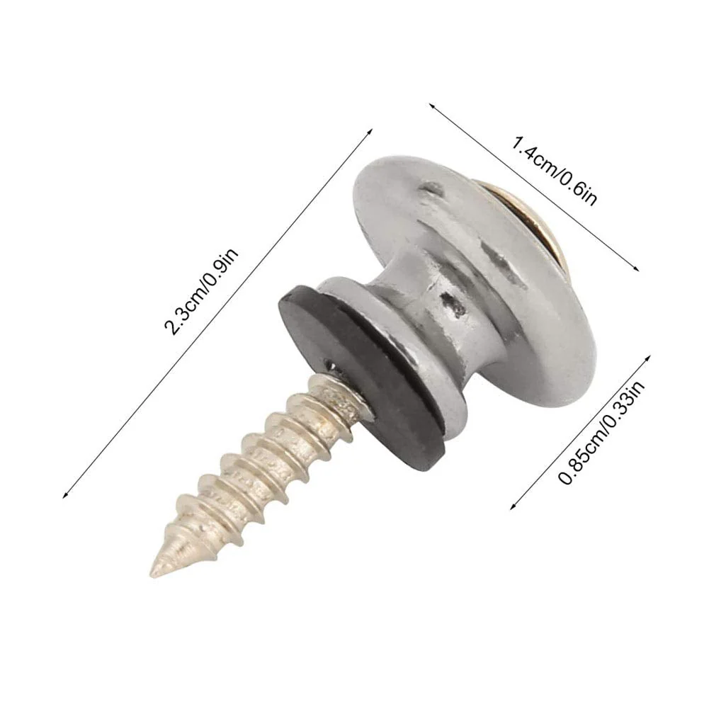 Guitar Strap Buttons, Mushrooms Head Guitar Strap Locks End Pins with Screws and Washers, for Guitar Ukulele Electric Bass(Sliver) - Image 2