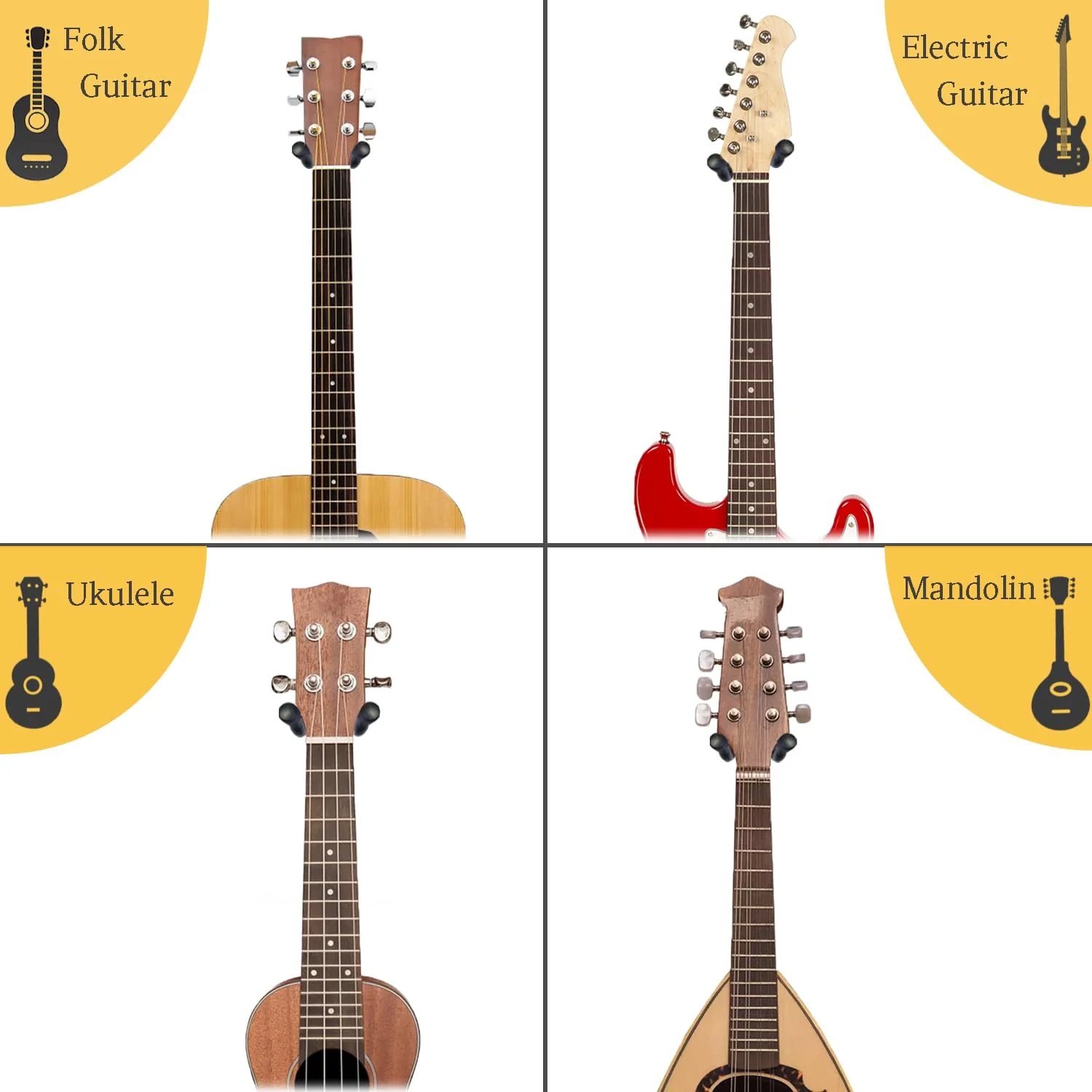 Guitar Wall Mount 3 Pack, Acacia Hardwood Guitar Hanger, U-Shaped Guitar Wall Hanger Mount, Guitar Holder Hook Stand Wall for Acoustic, Electric Guitar, Banjo, Bass, for Guitar Player Men Boy - Image 7
