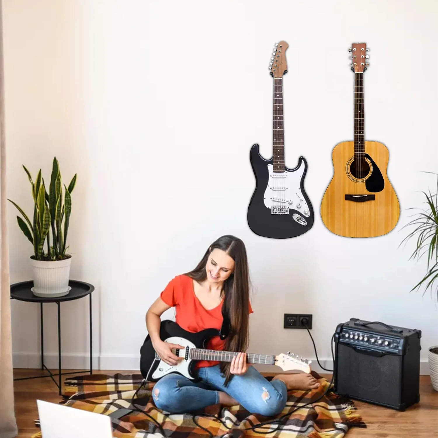 Guitar Wall Mount 3 Pack, Acacia Hardwood Guitar Hanger, U-Shaped Guitar Wall Hanger Mount, Guitar Holder Hook Stand Wall for Acoustic, Electric Guitar, Banjo, Bass, for Guitar Player Men Boy - Image 8