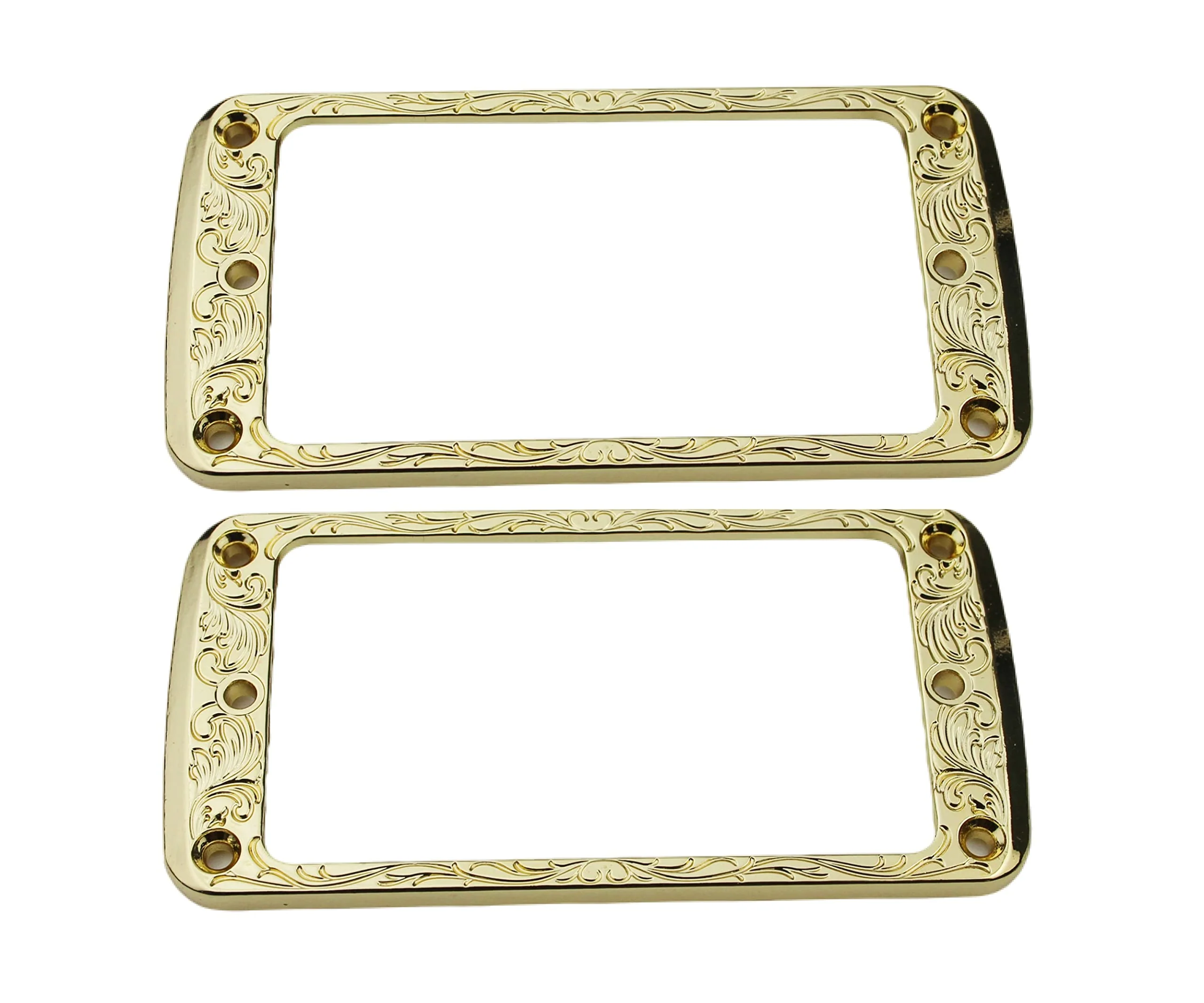 Guyker Metal Flat Humbucker Cover, Pickup Mounting Ring Set - Bridge Neck Pickups Frame Replacement Part for Electric Guitar or Precision Bass(2PCS, PR006 Gold) PR006, gold