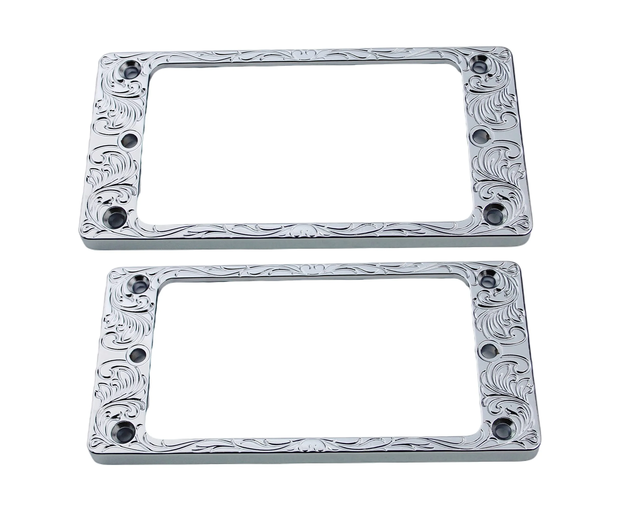 Guyker Metal Flat Humbucker Cover, Pickup Mounting Ring Set - Bridge Neck Pickups Frame Replacement Part for Electric Guitar or Precision Bass(2PCS, PR008 Chrome) PR008, chrome